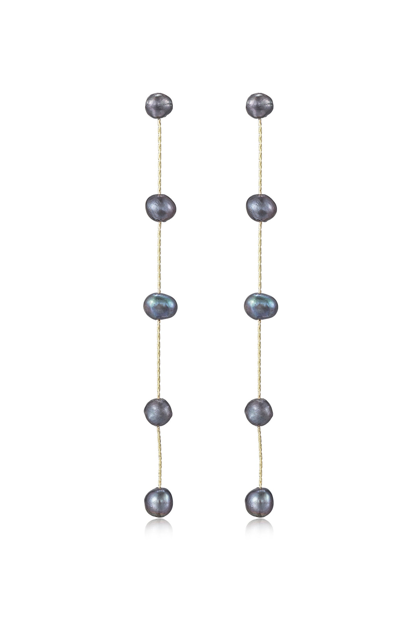 Dripping Pearl Delicate Drop Earrings in peacock