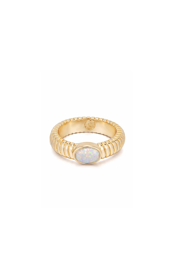 Opal Flex Ribbed Ring