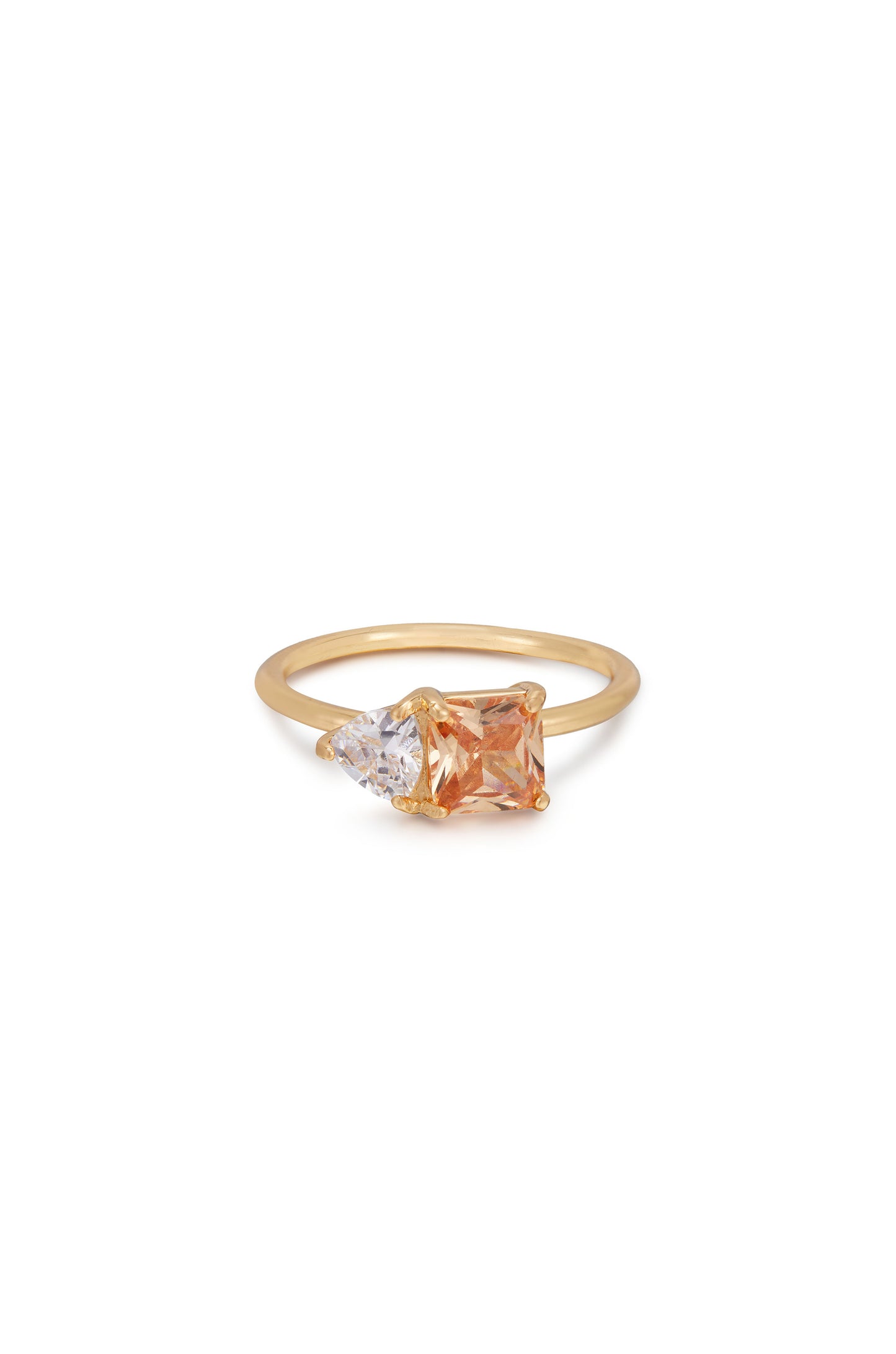 Toi Et Moi My Love 18k Gold Plated Ring in topaz