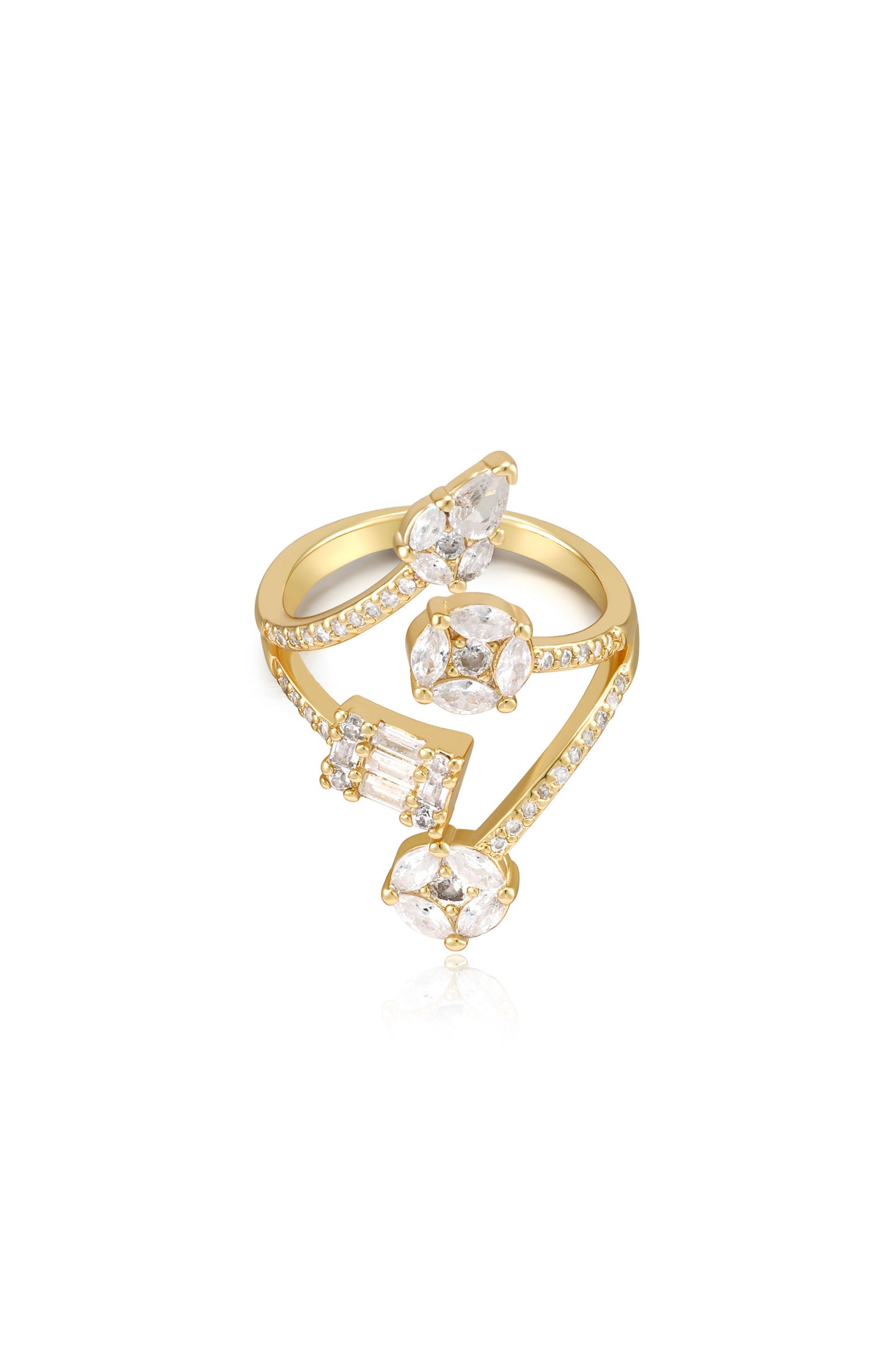 Doing the Most Crystal Shine 18k Gold Plated Ring
