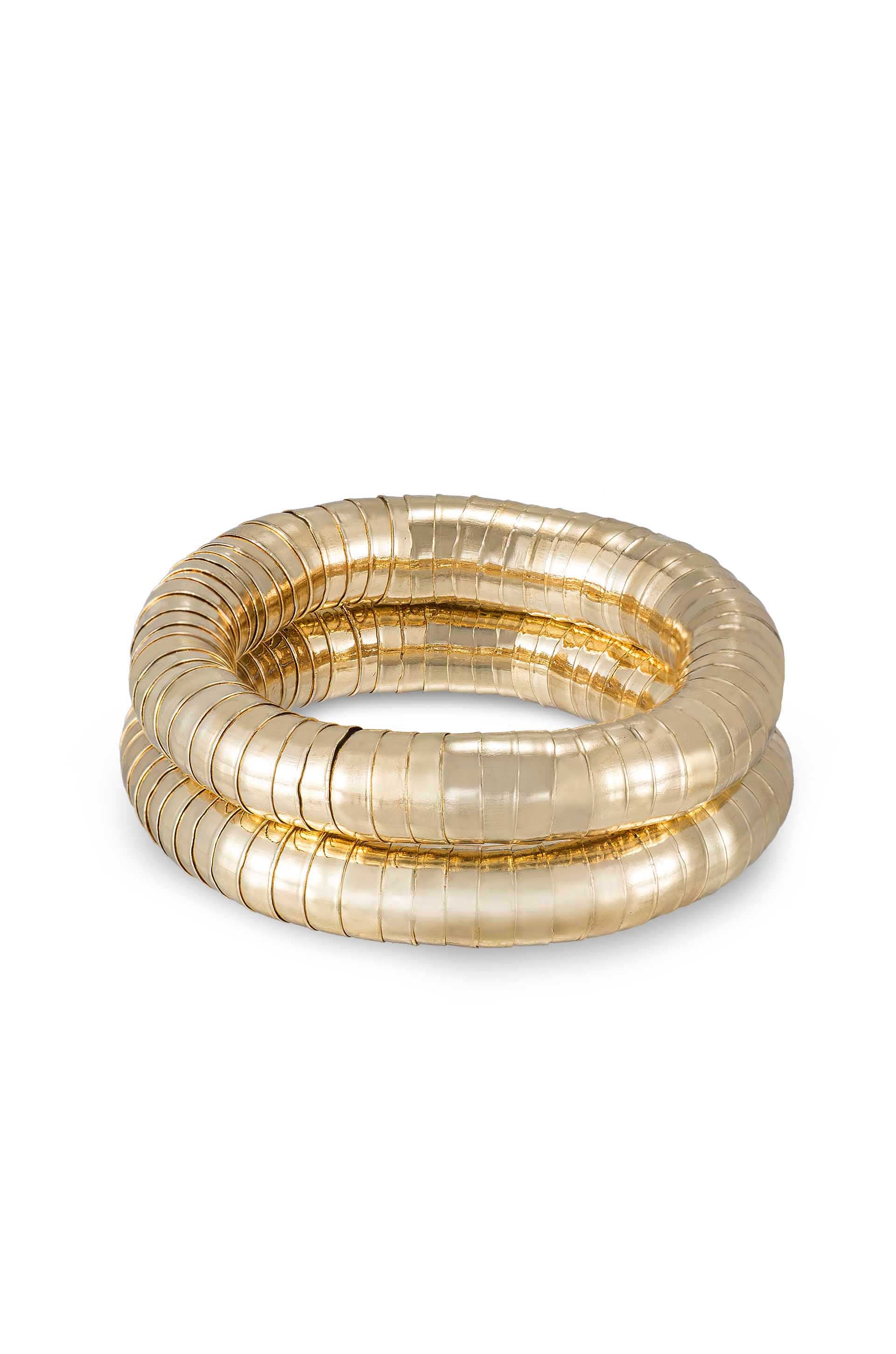 Liquid Gold Stretch Bracelet Set 18k Gold Plated