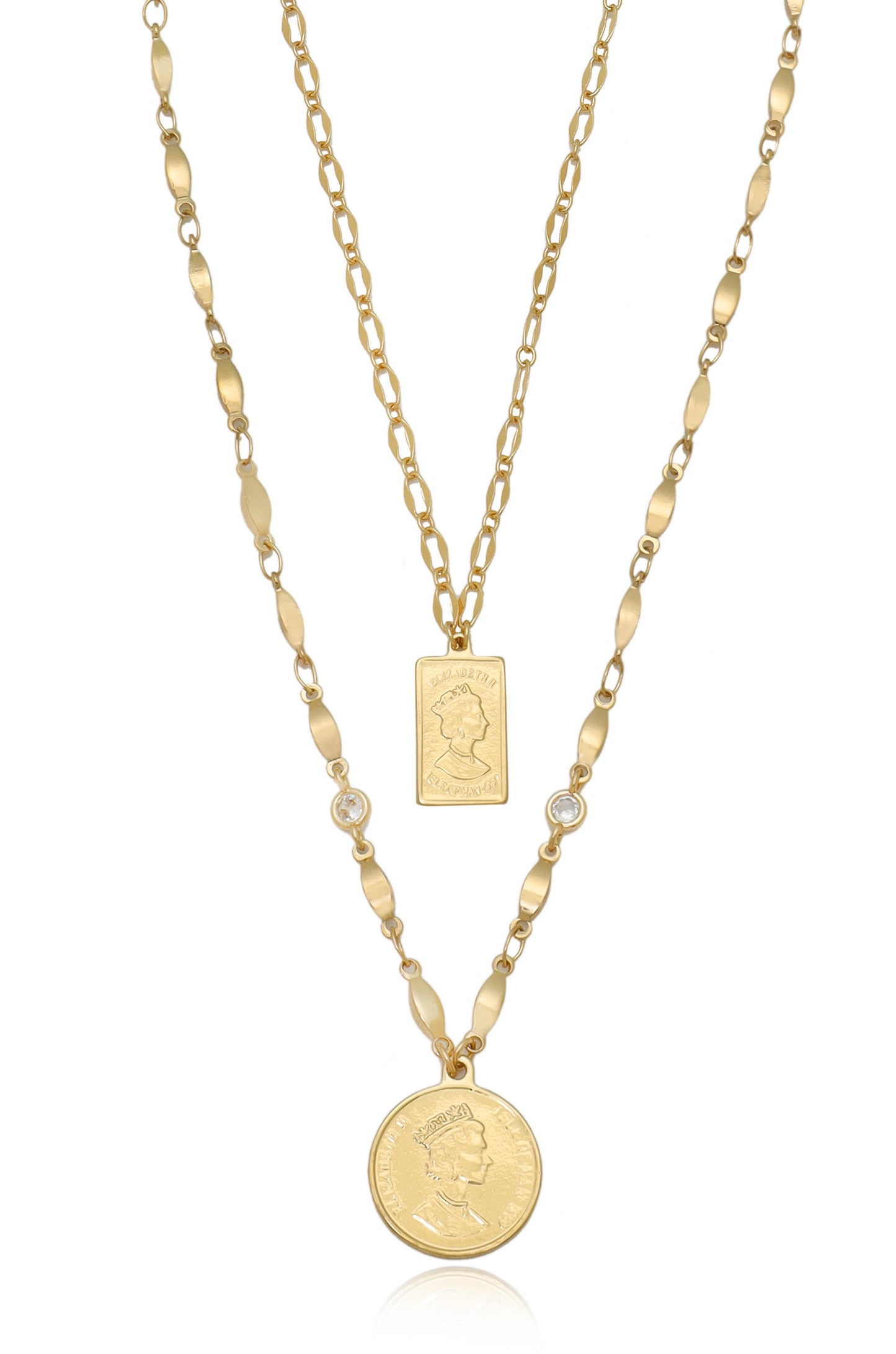 Medallions of Mine Layered Coin Necklace Set 18k Gold Plated