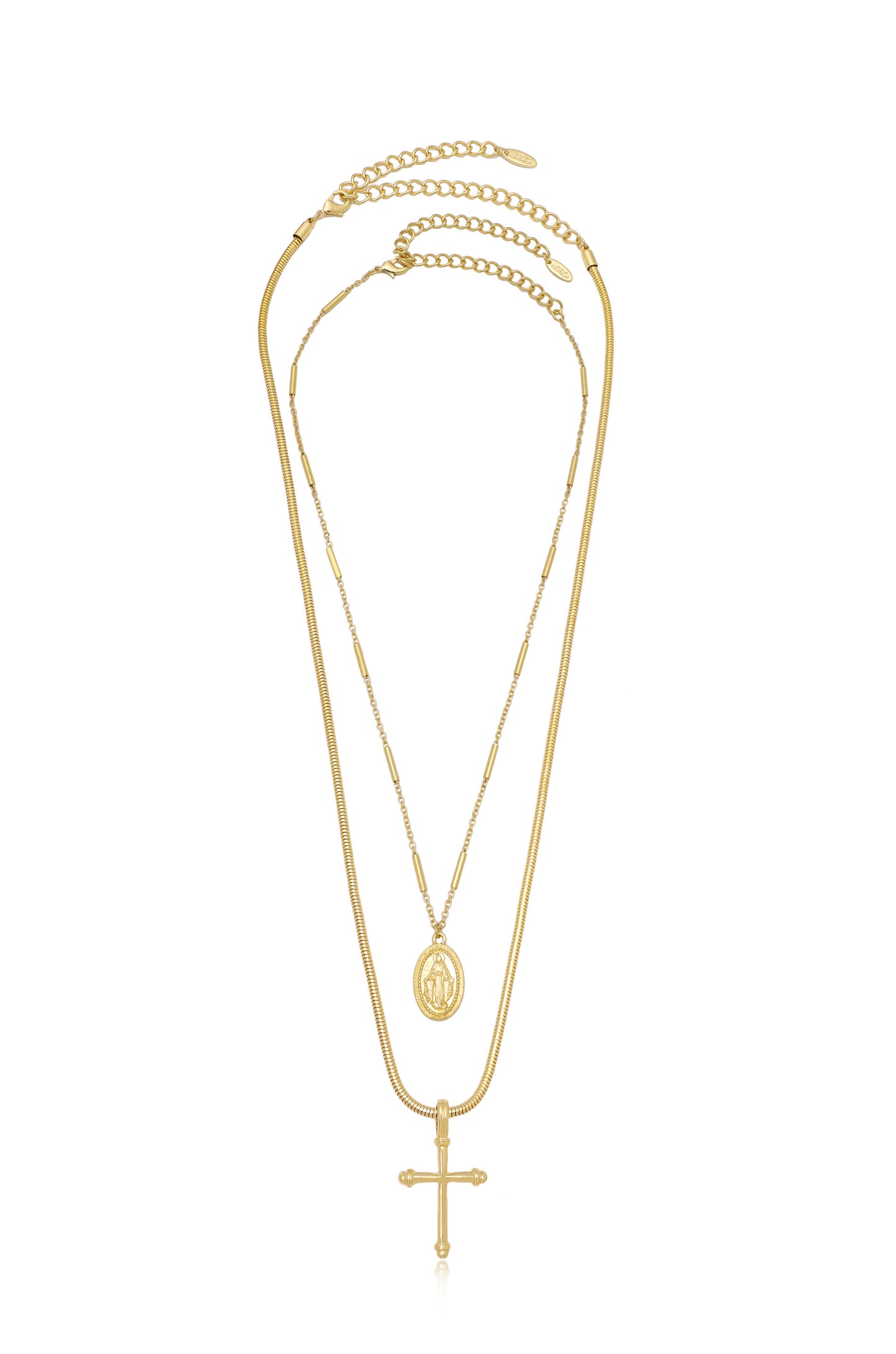 Like a Prayer Layered Cross and Coin Necklace full