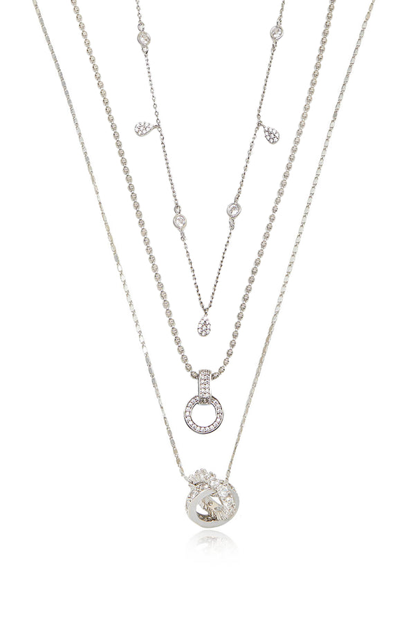 Dainty Crystal Trio Necklace Set