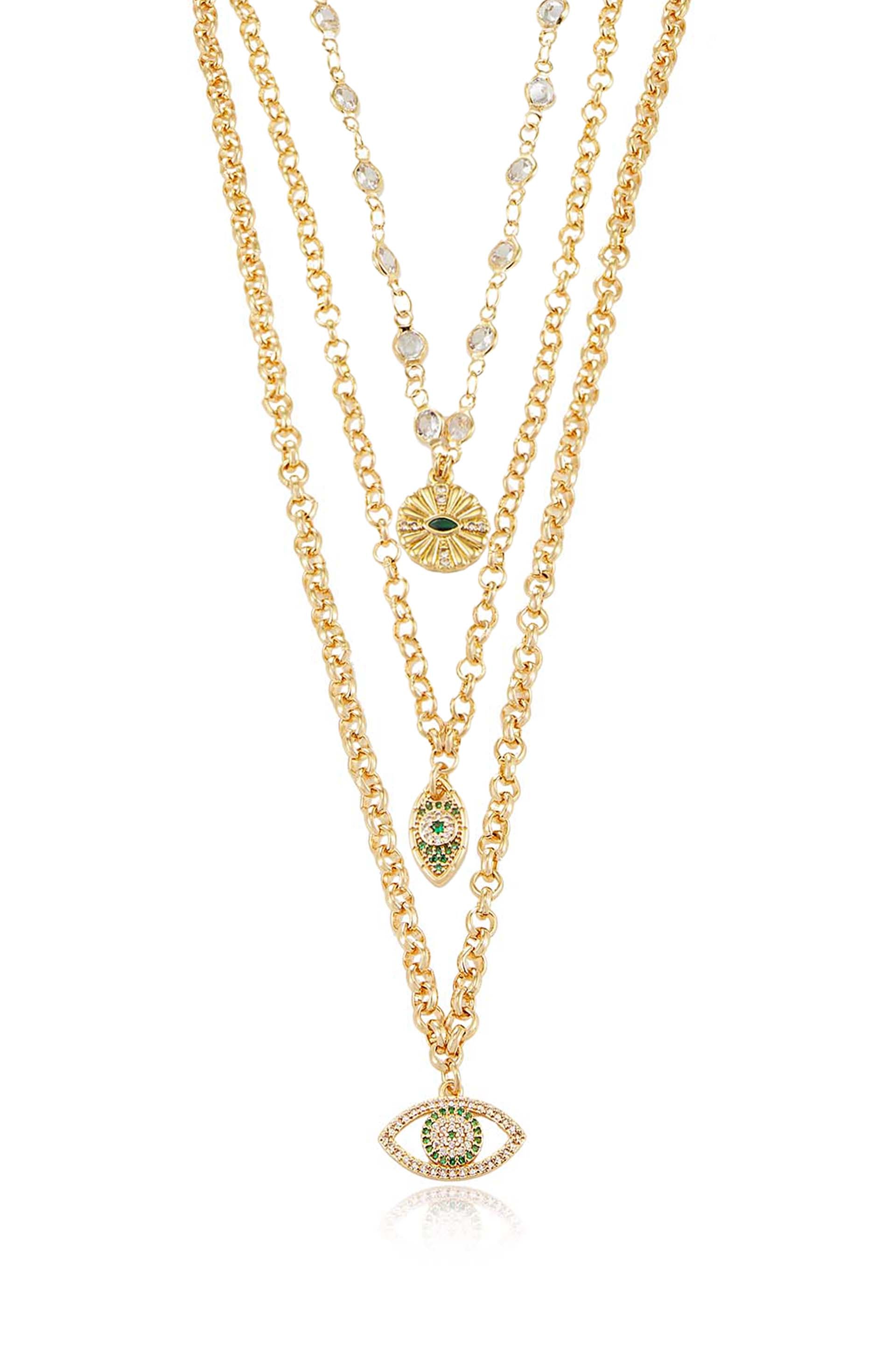 Stay Protected 18k Gold Plated Crystal Necklace Set
