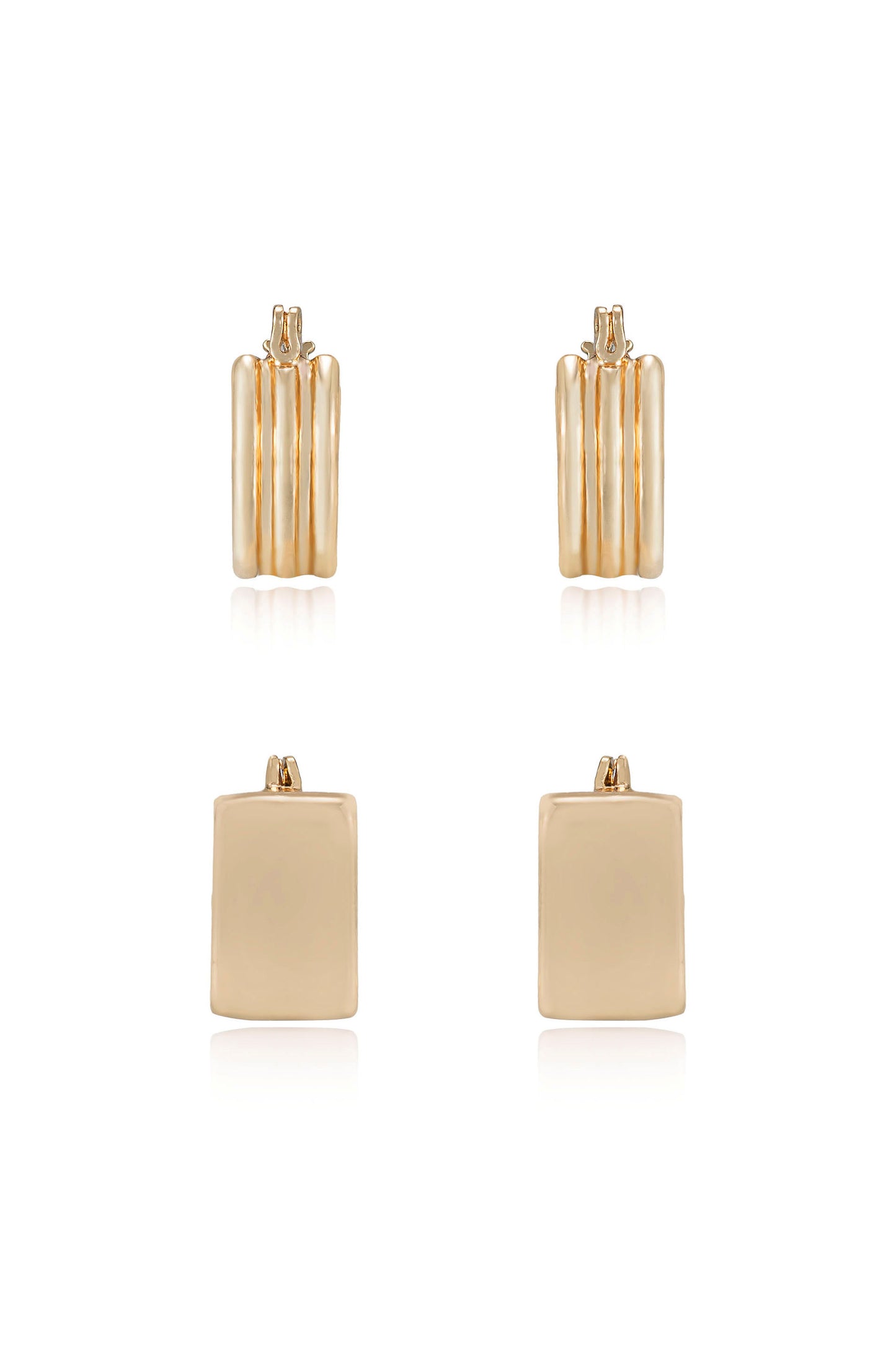 Shapely Minis 18k Gold Plated Hoop Earring Set front