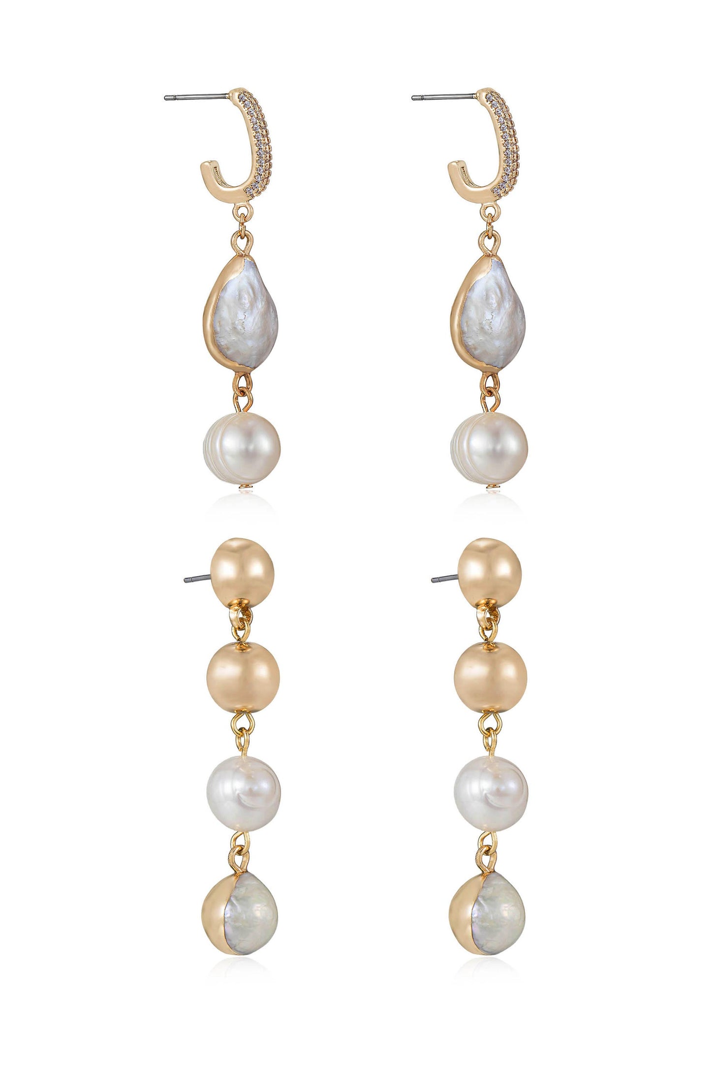 Duchess Pearl and 18k Gold Plated Dangle Earrings side