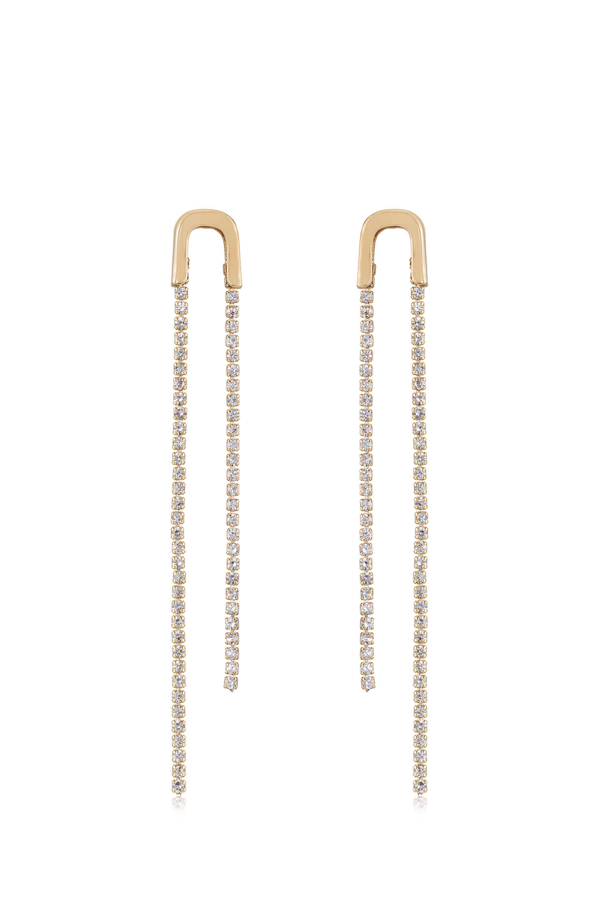 Double Crystal Chain Drop Earrings