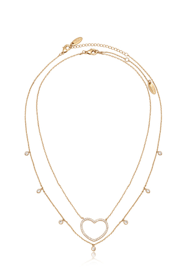 Crystal Heart Drop Necklace Set