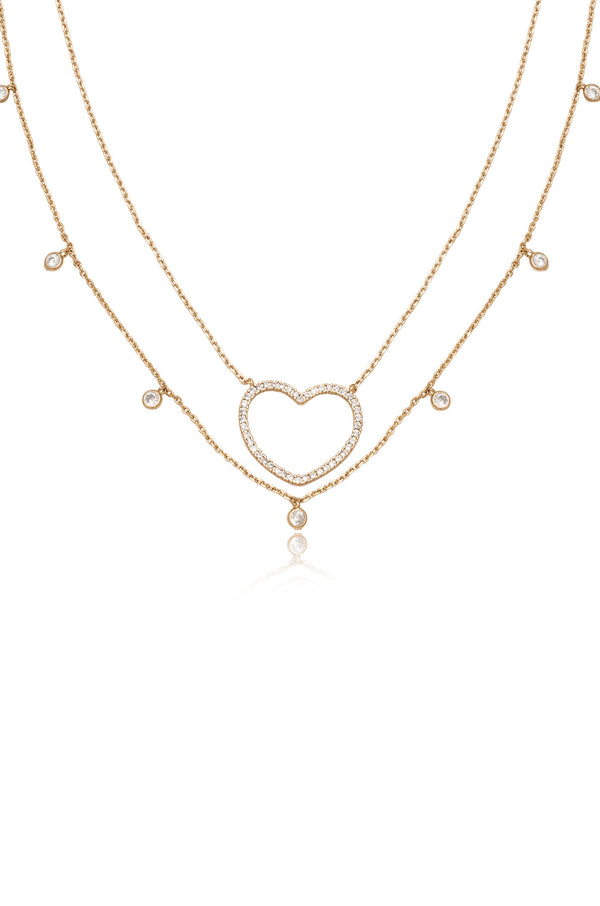Crystal Heart Drop Necklace Set