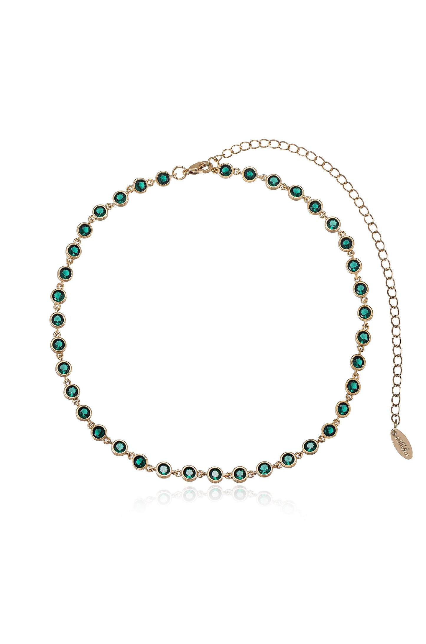 Crystal Disc and Link Necklace in green