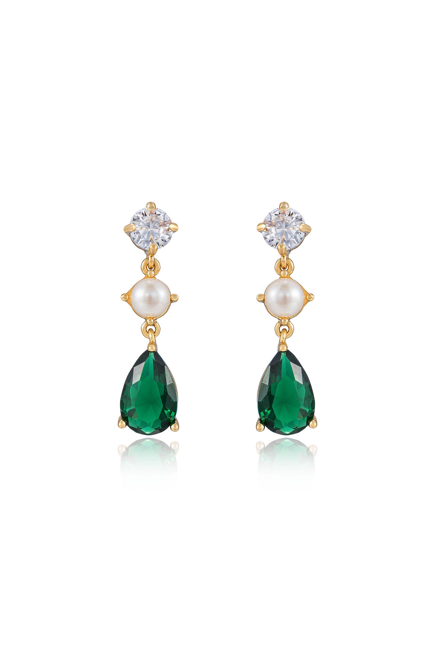 Private Soiree 18k Gold Plated Emerald Dangle Earrings