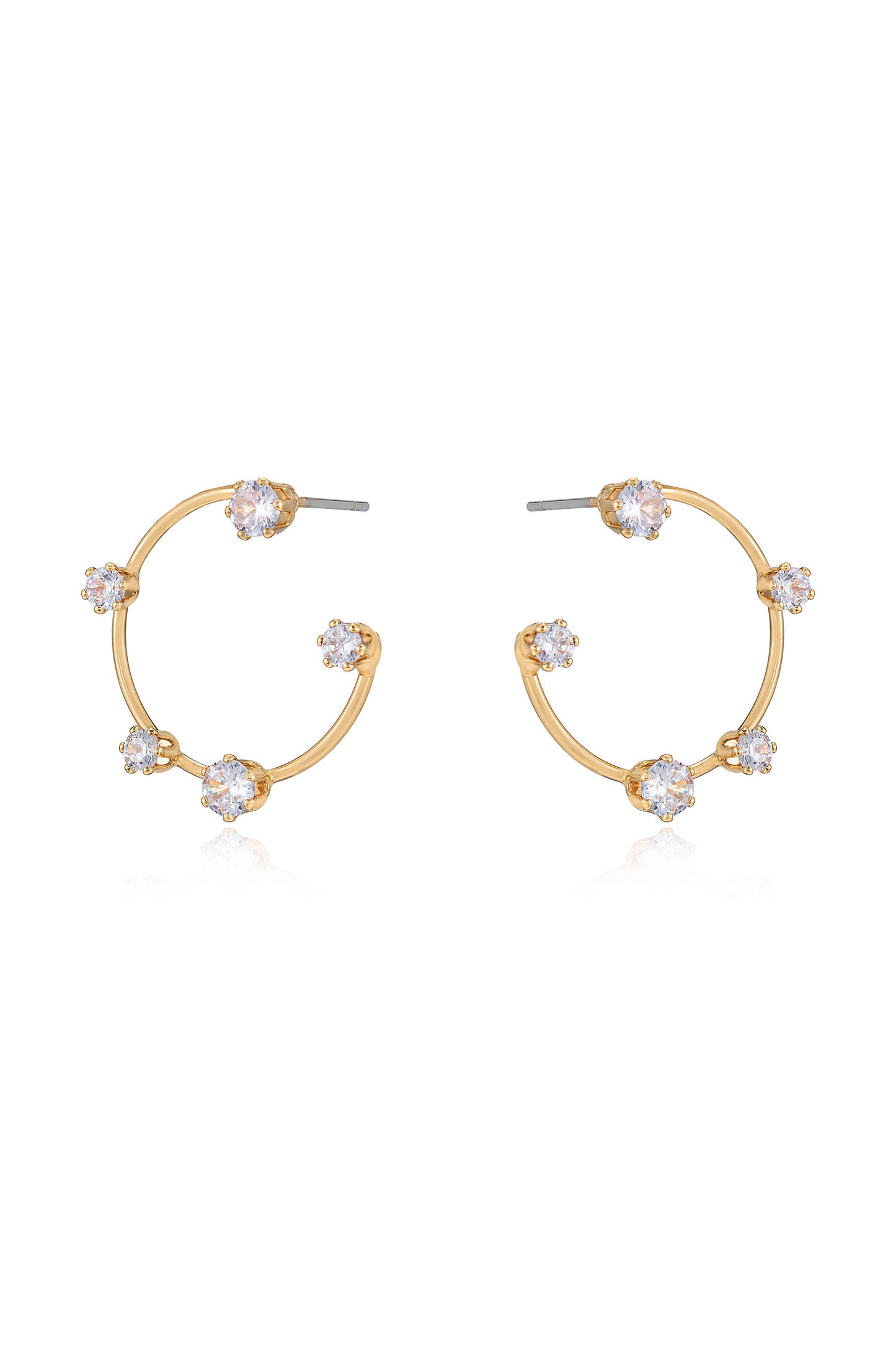 Celestial Small Wire & Crystal Ring 18k Gold Plated Earrings side