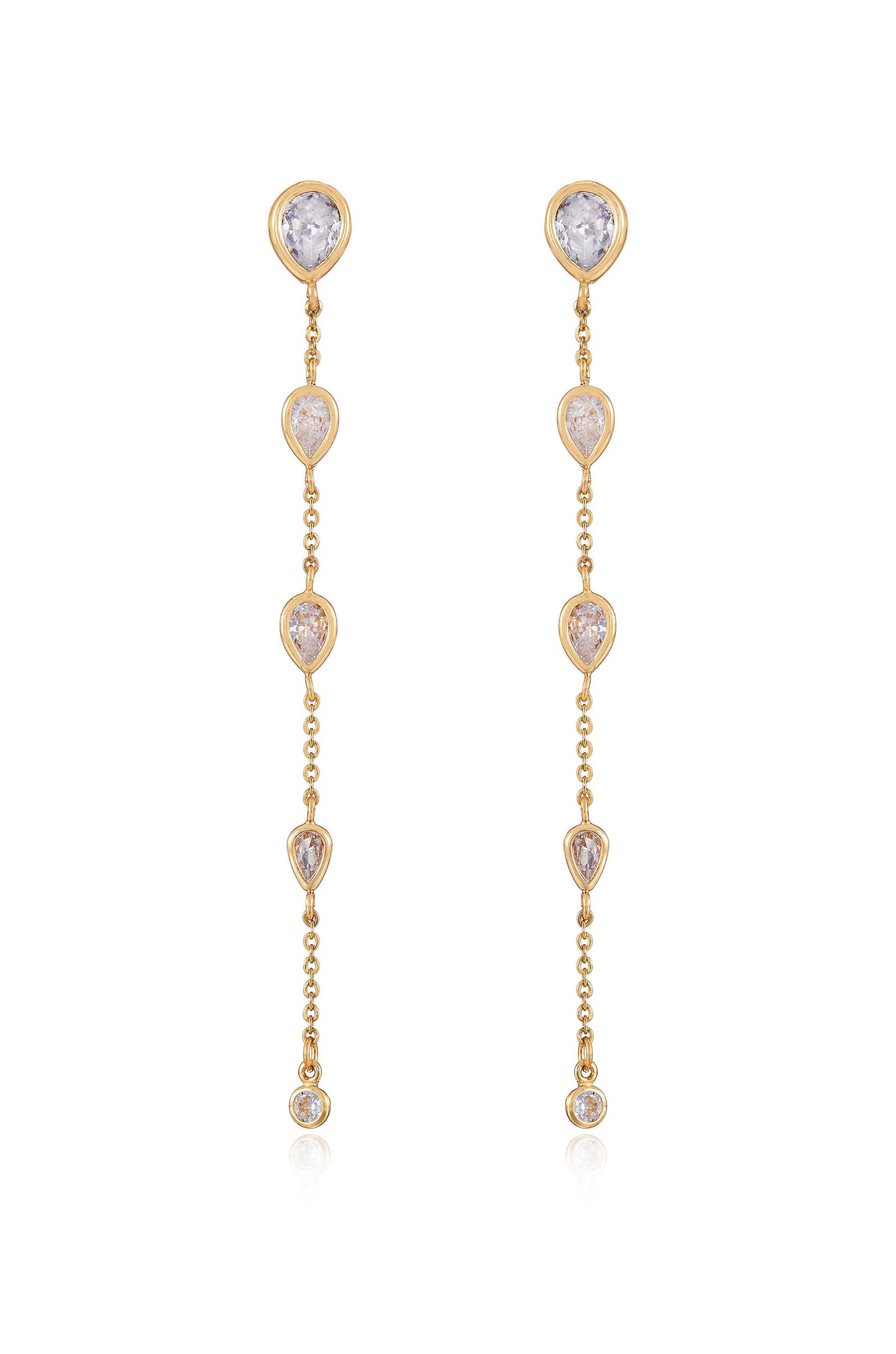 Dainty Bezel Crystal Dangle Earrings