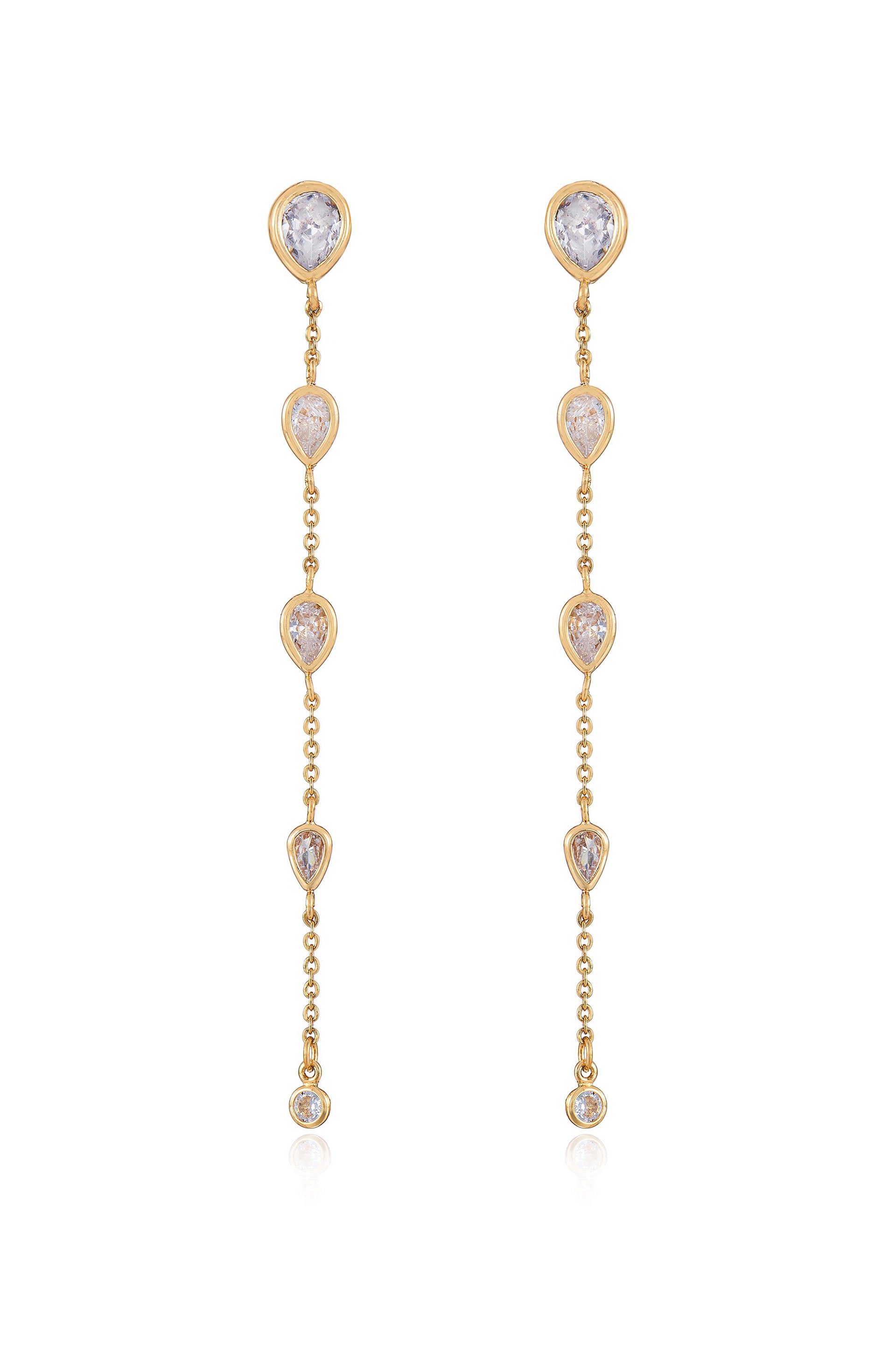 Dainty Bezel Crystal Dangle Earrings