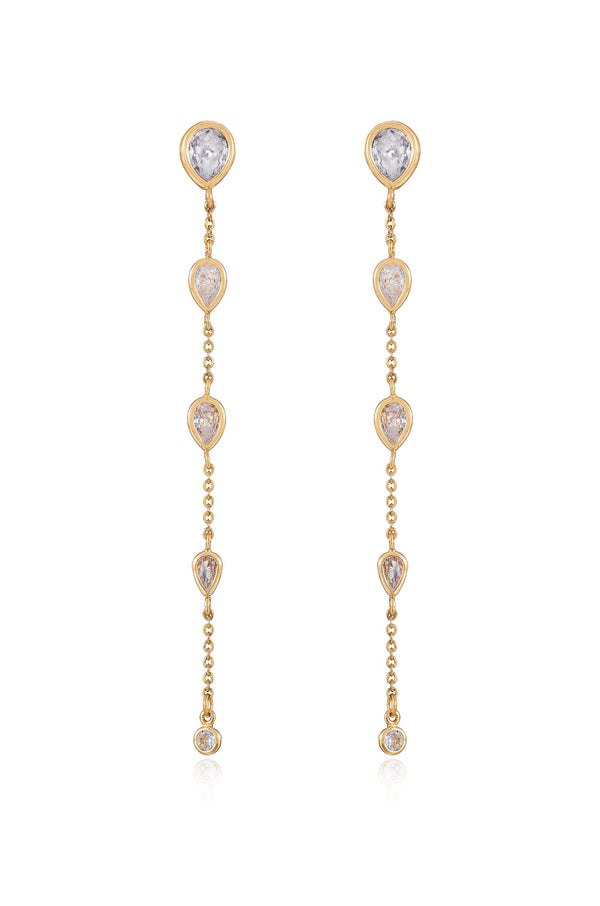 Dainty Bezel Crystal Dangle Earrings