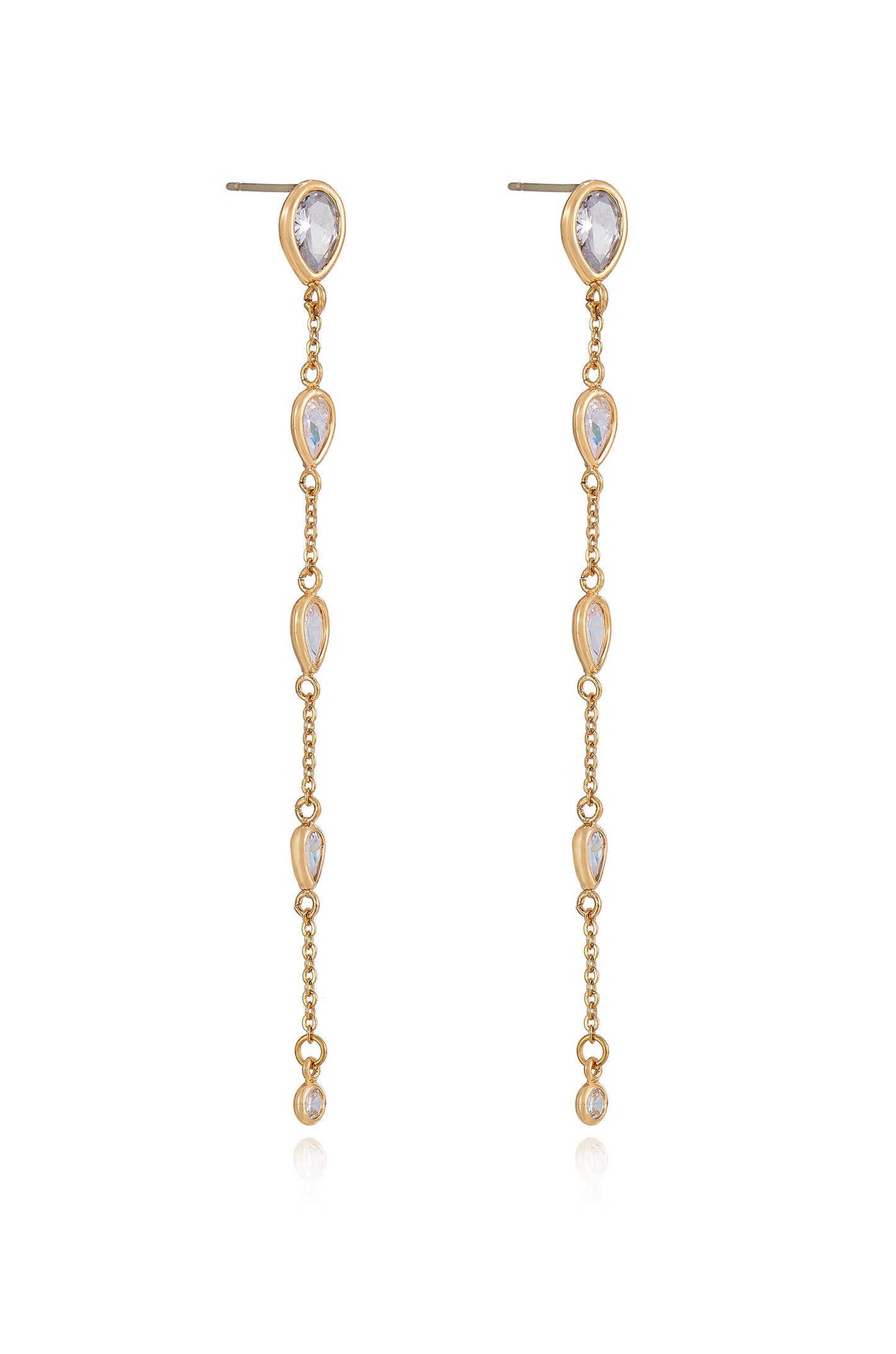Dainty Bezel Crystal Dangle Earrings side