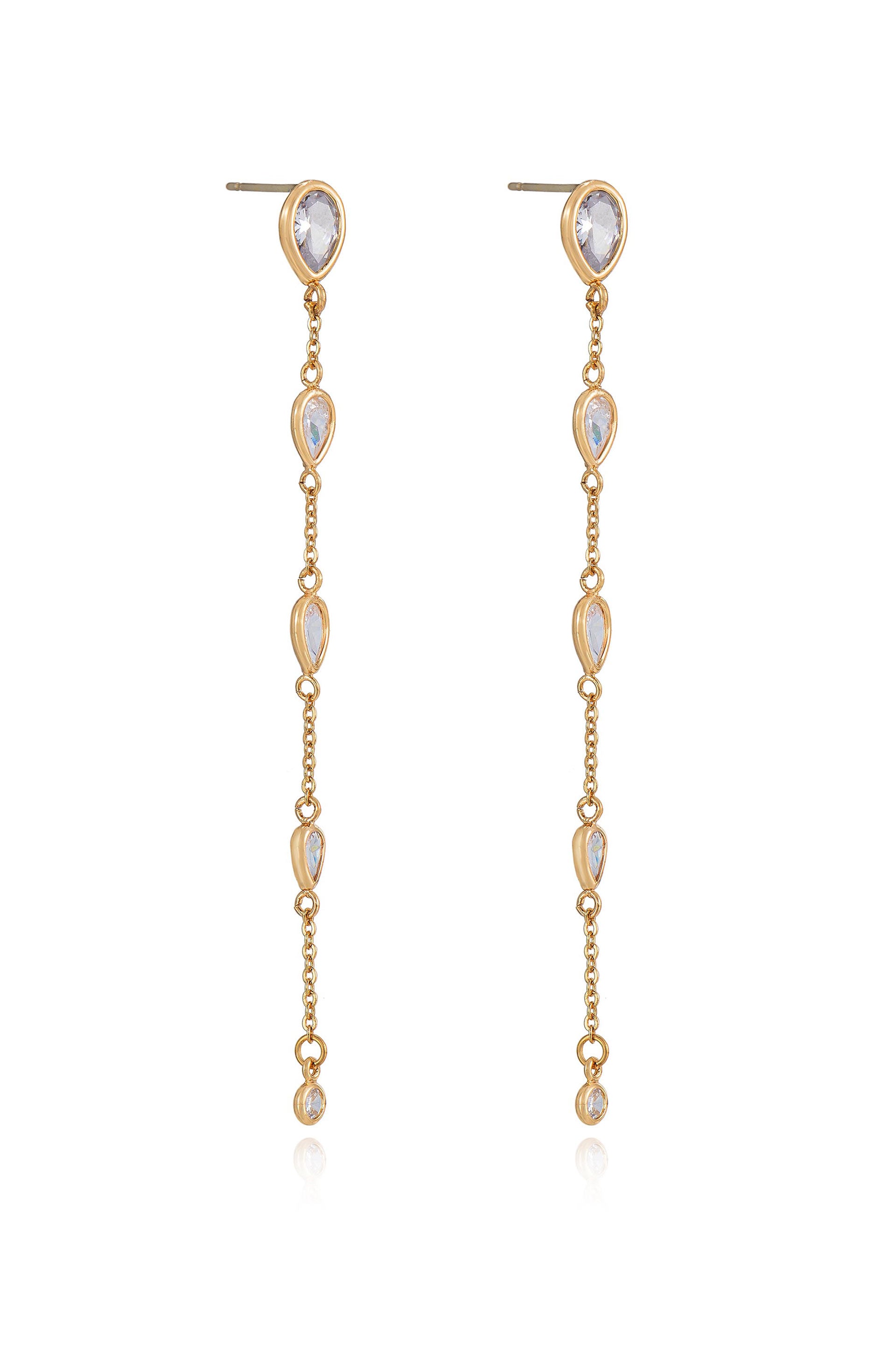 Dainty Bezel Crystal Dangle Earrings side
