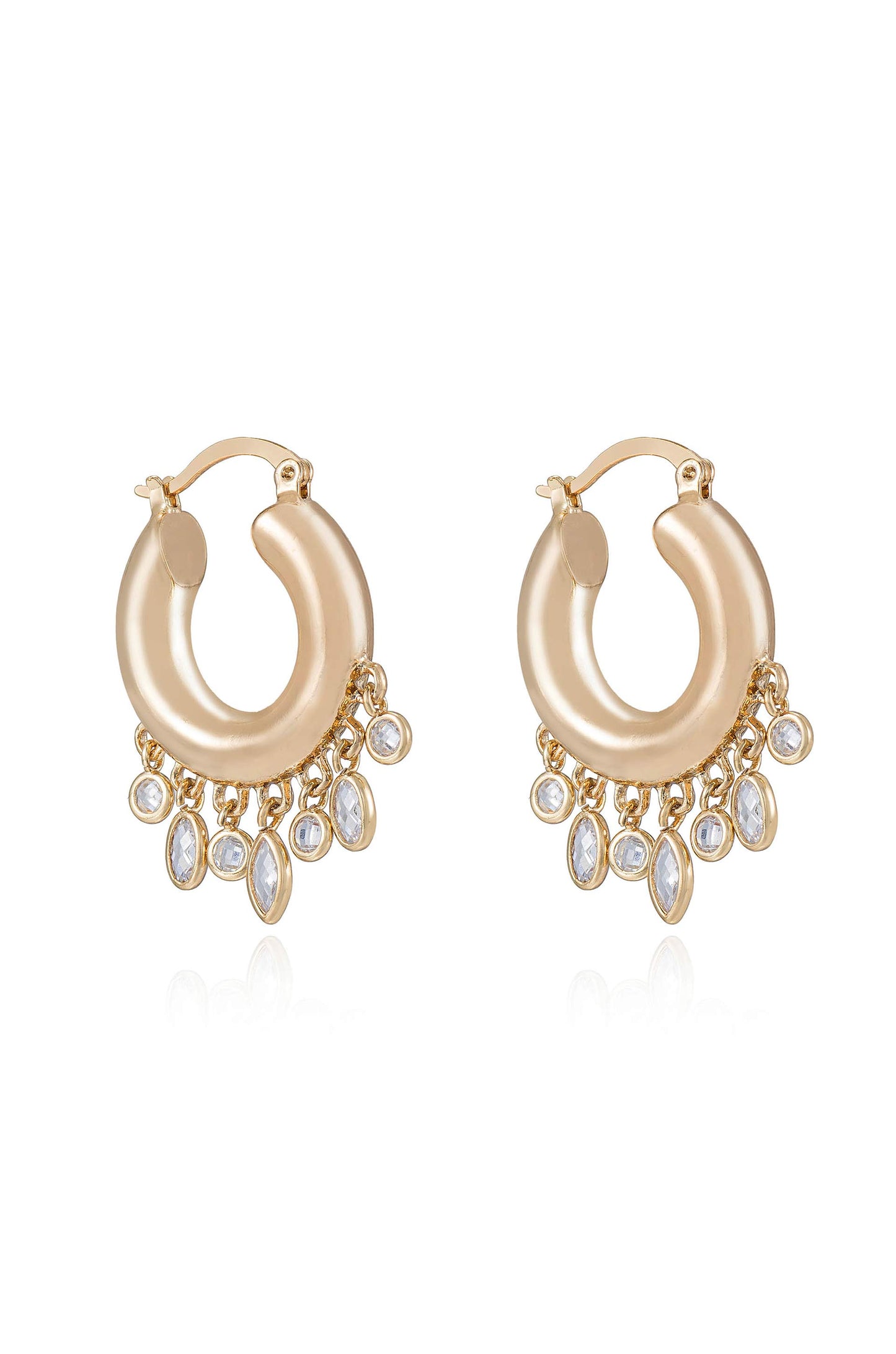 Shaker Bezel Crystal Huggie Hoop Earrings side