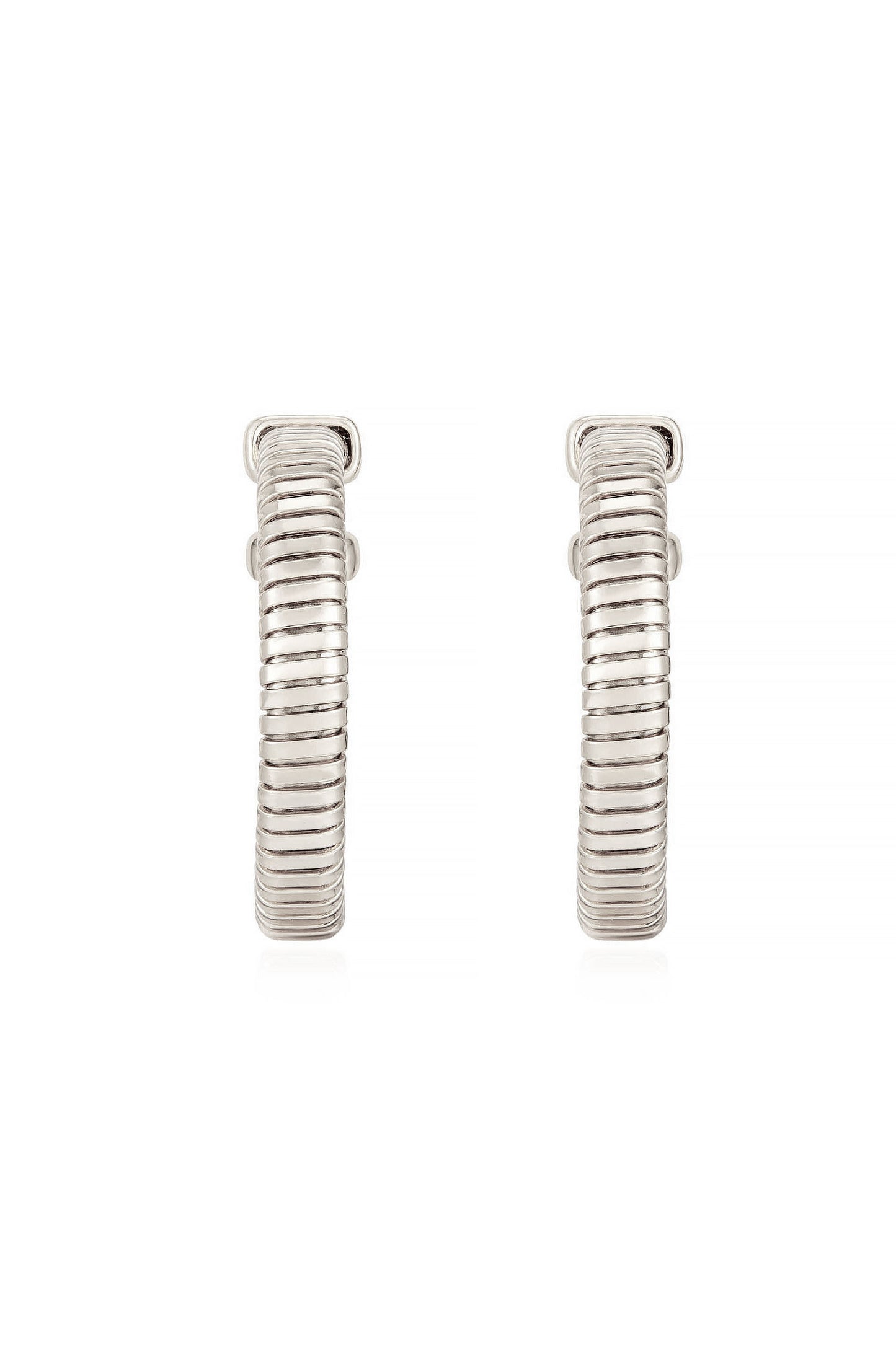 Your Essential Flex 18k Gold Plated Hoops in rhodium front