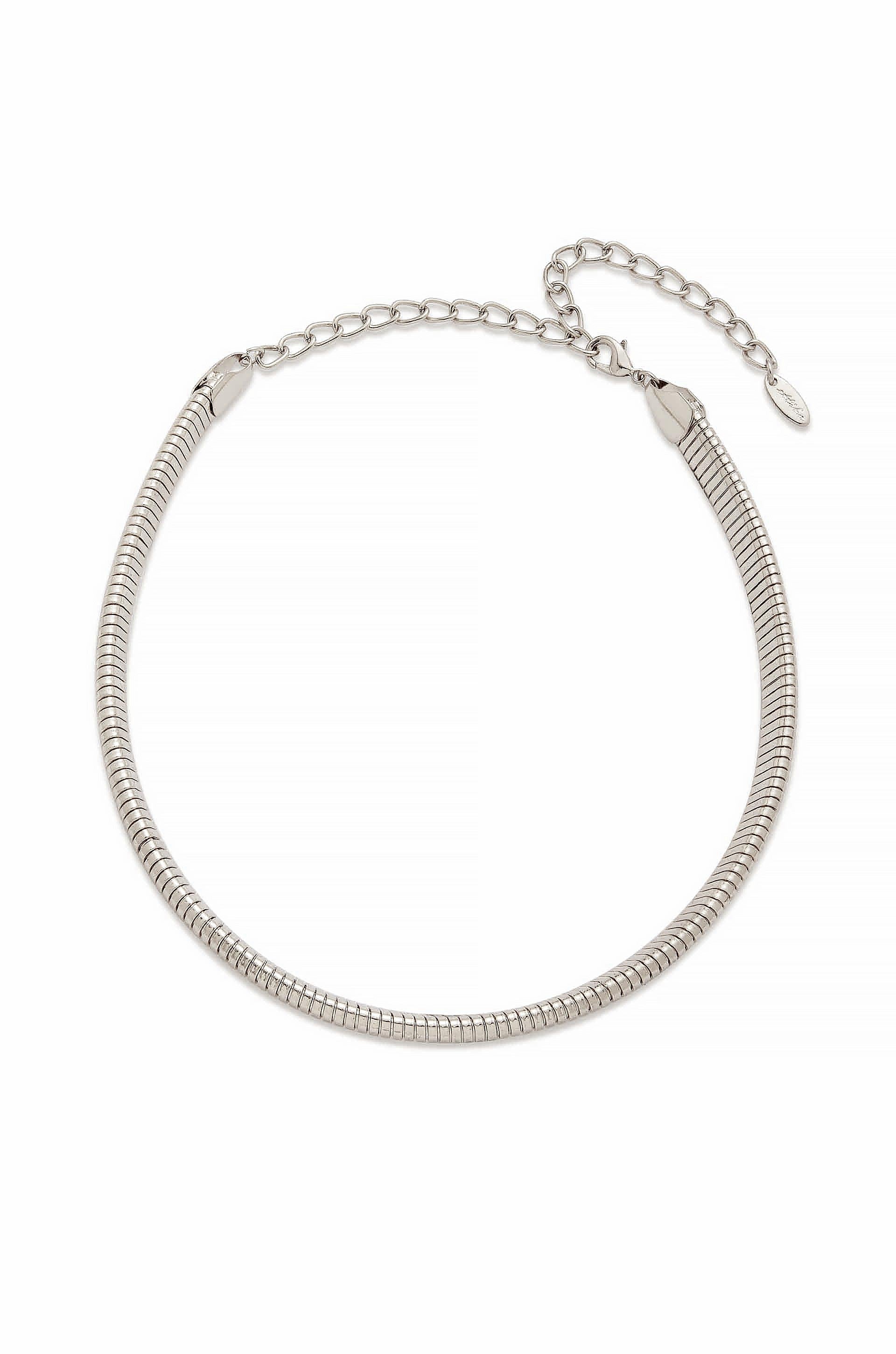 Flex Snake Chain Necklace Rhodium Plated