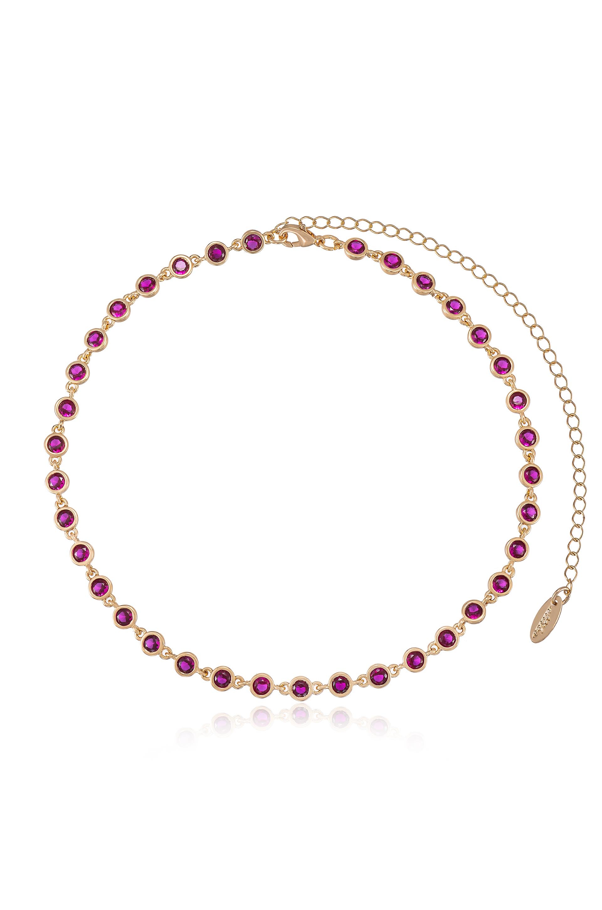 Crystal Disc and Link Necklace in ruby