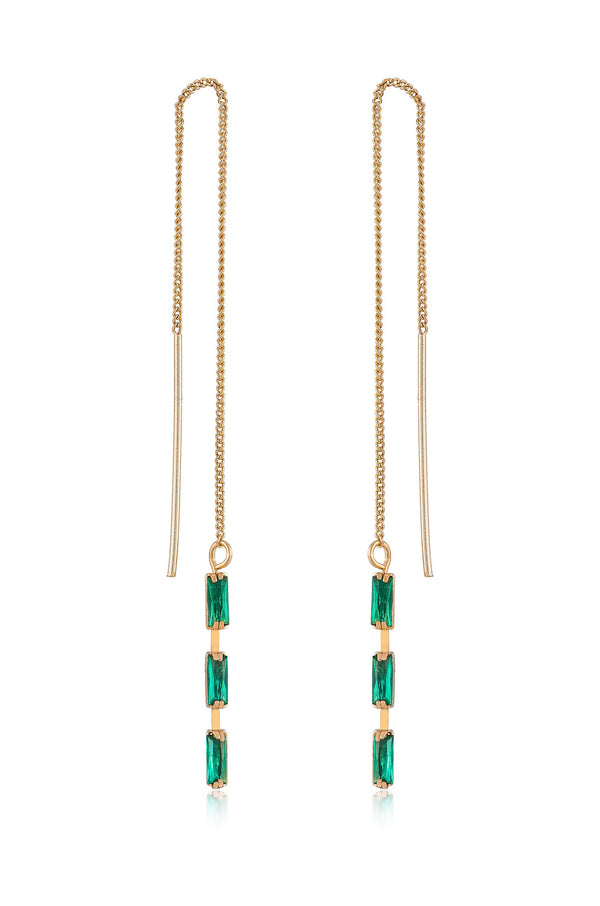 Crystal Baguette Threader Earrings