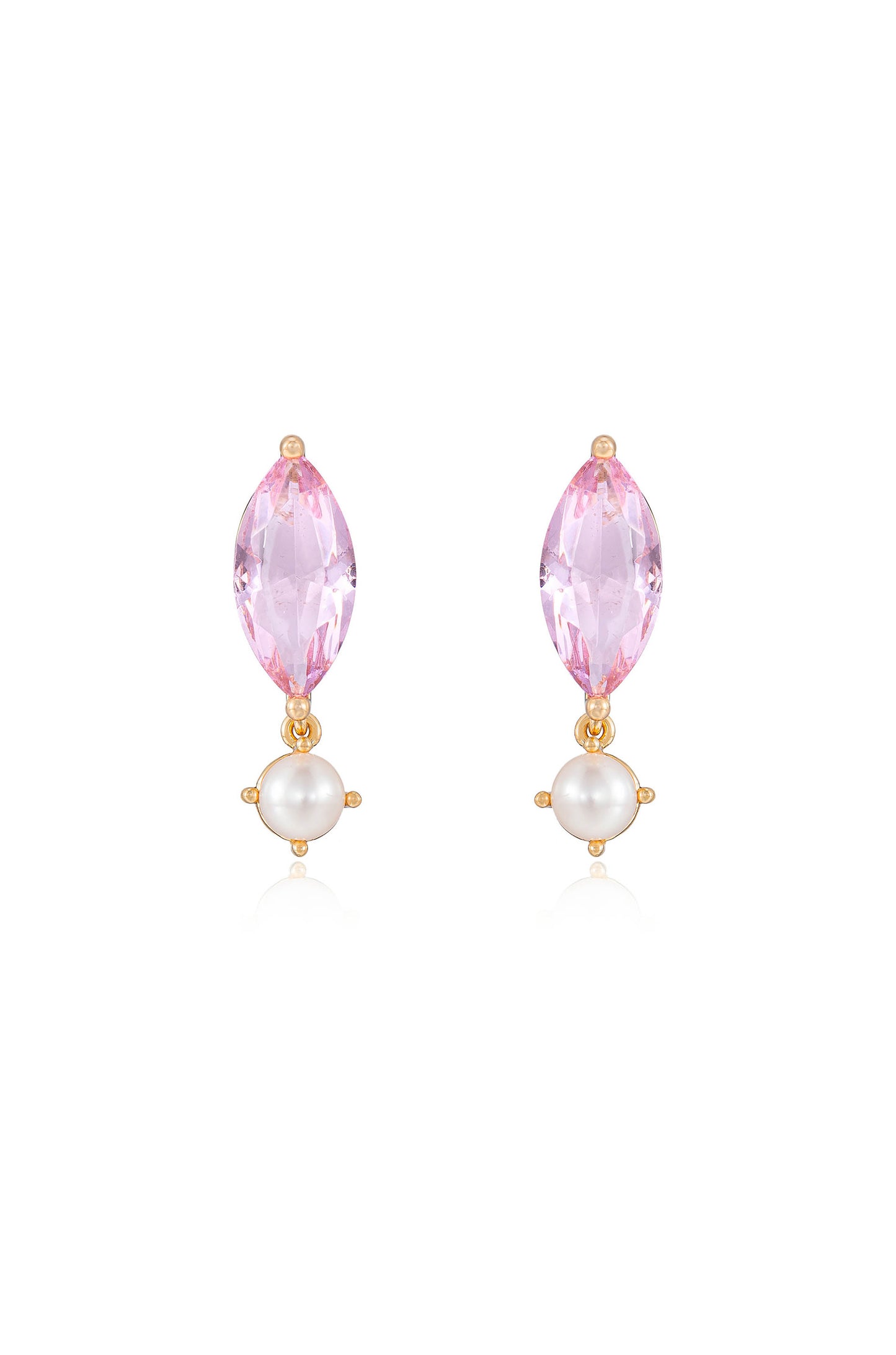 Sweet Mauve 18k Gold Plated Crystal Dangle Earrings