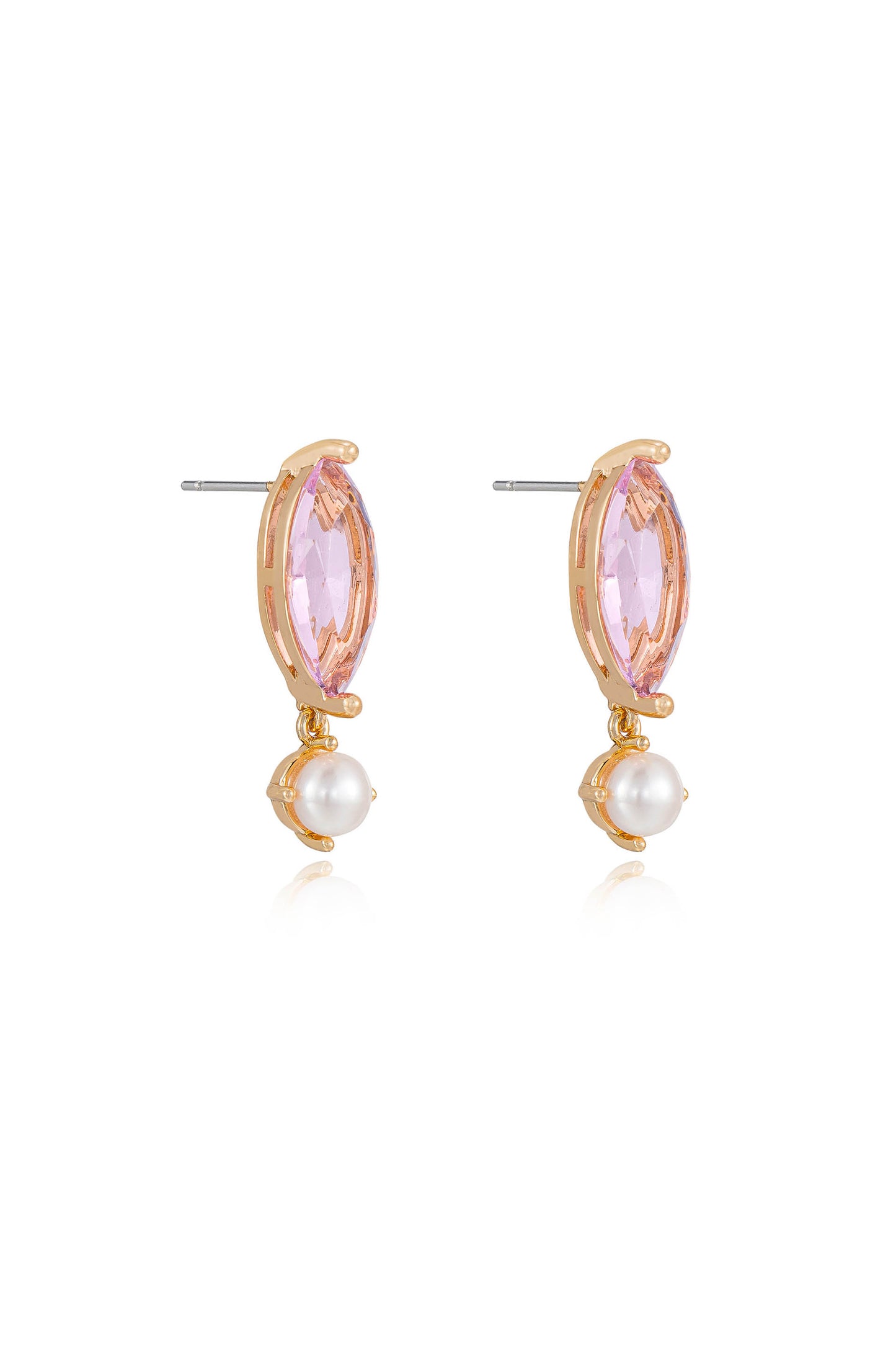Sweet Mauve 18k Gold Plated Crystal Dangle Earrings side