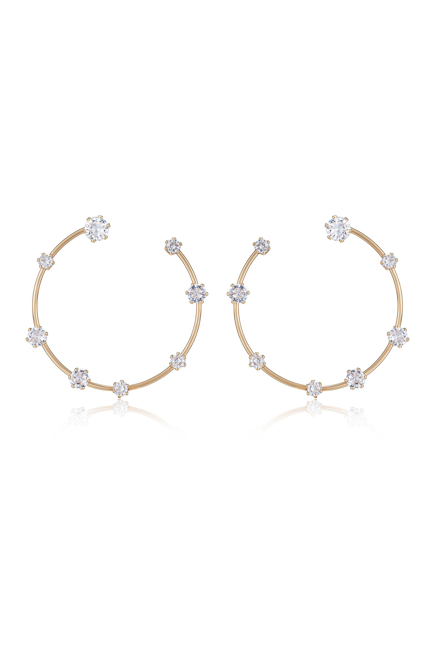 Celestial Large Wire & Crystal Ring 18k Gold Plated Earrings