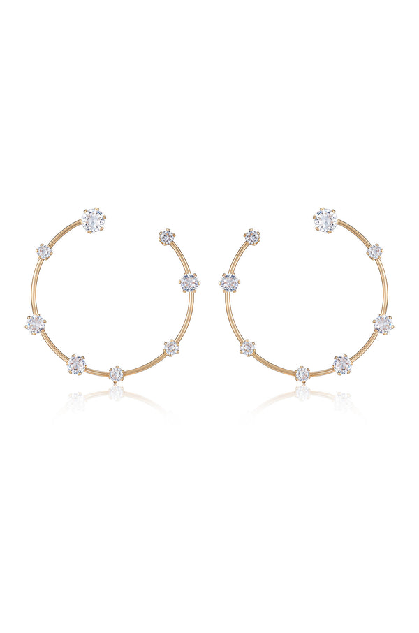 Celestial Large Wire & Crystal Ring Earrings