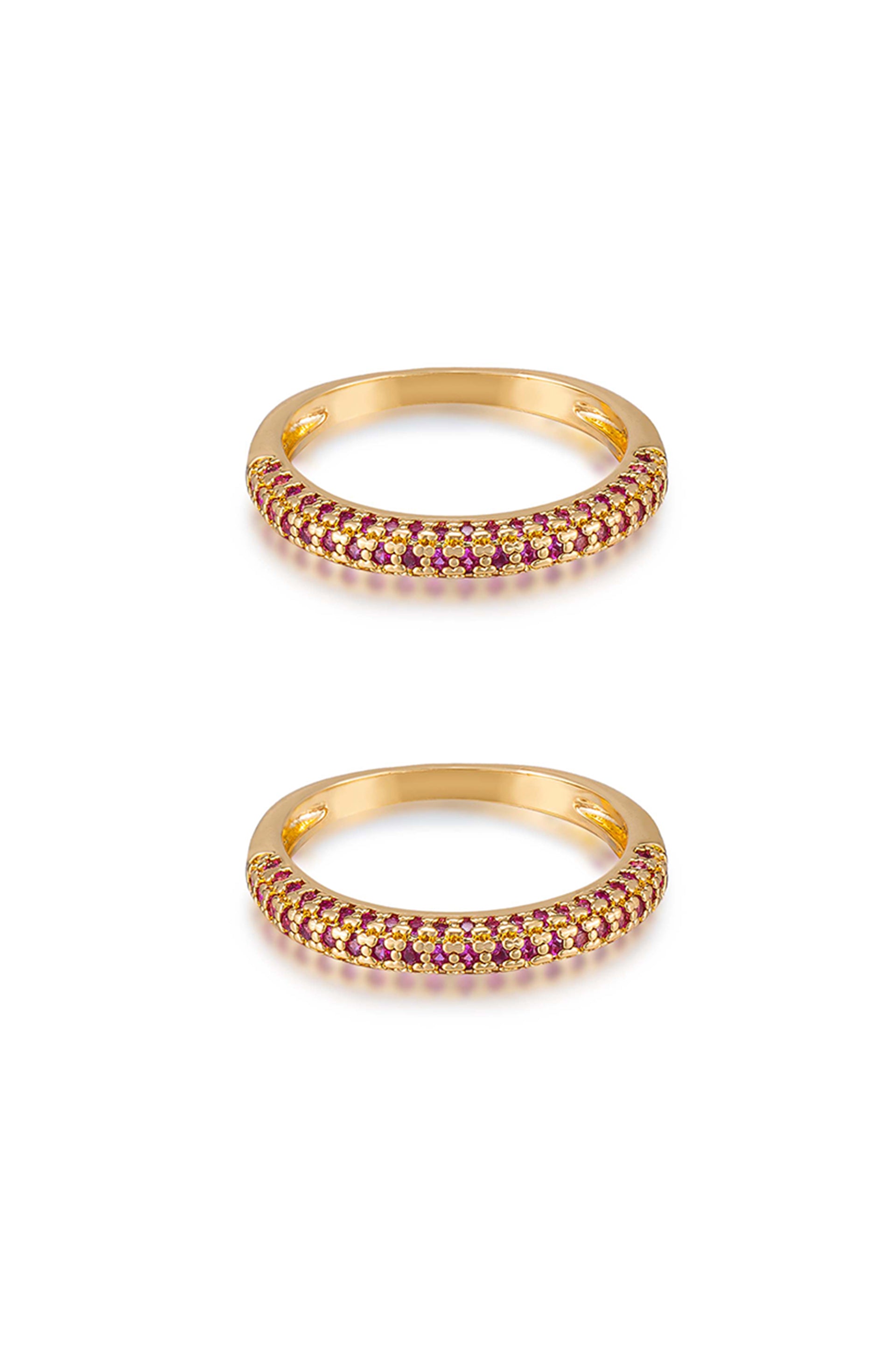 Simple Sparkle Band Ring Set in ruby