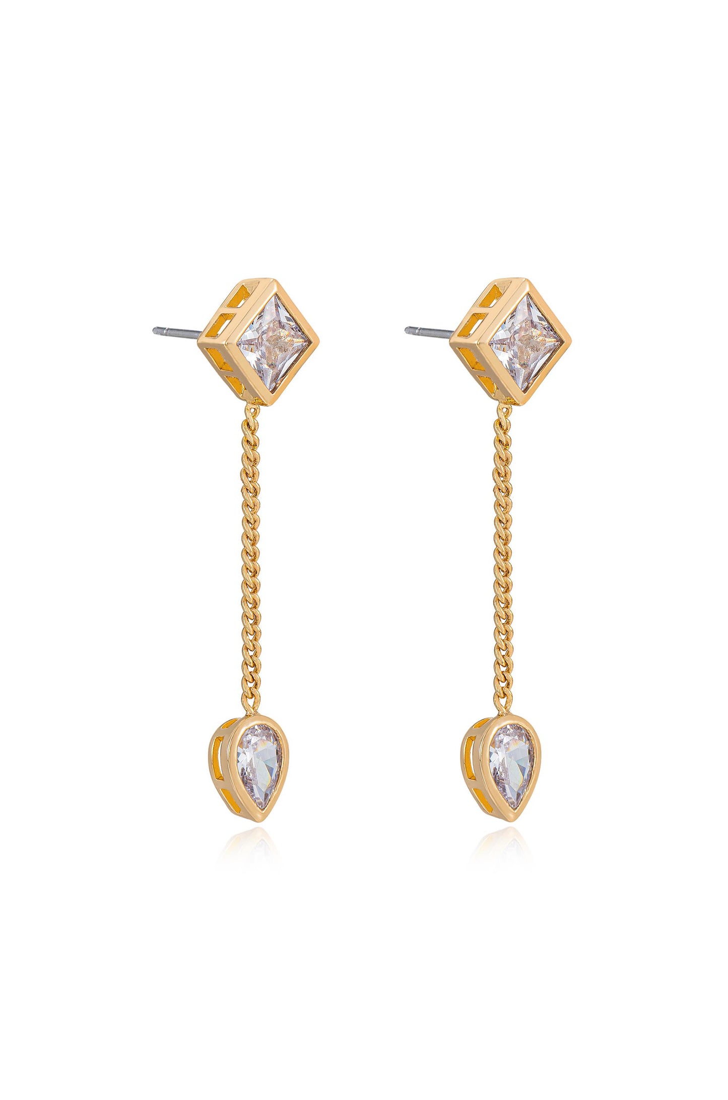 Bezel Crystal Shapes Drop Earrings side