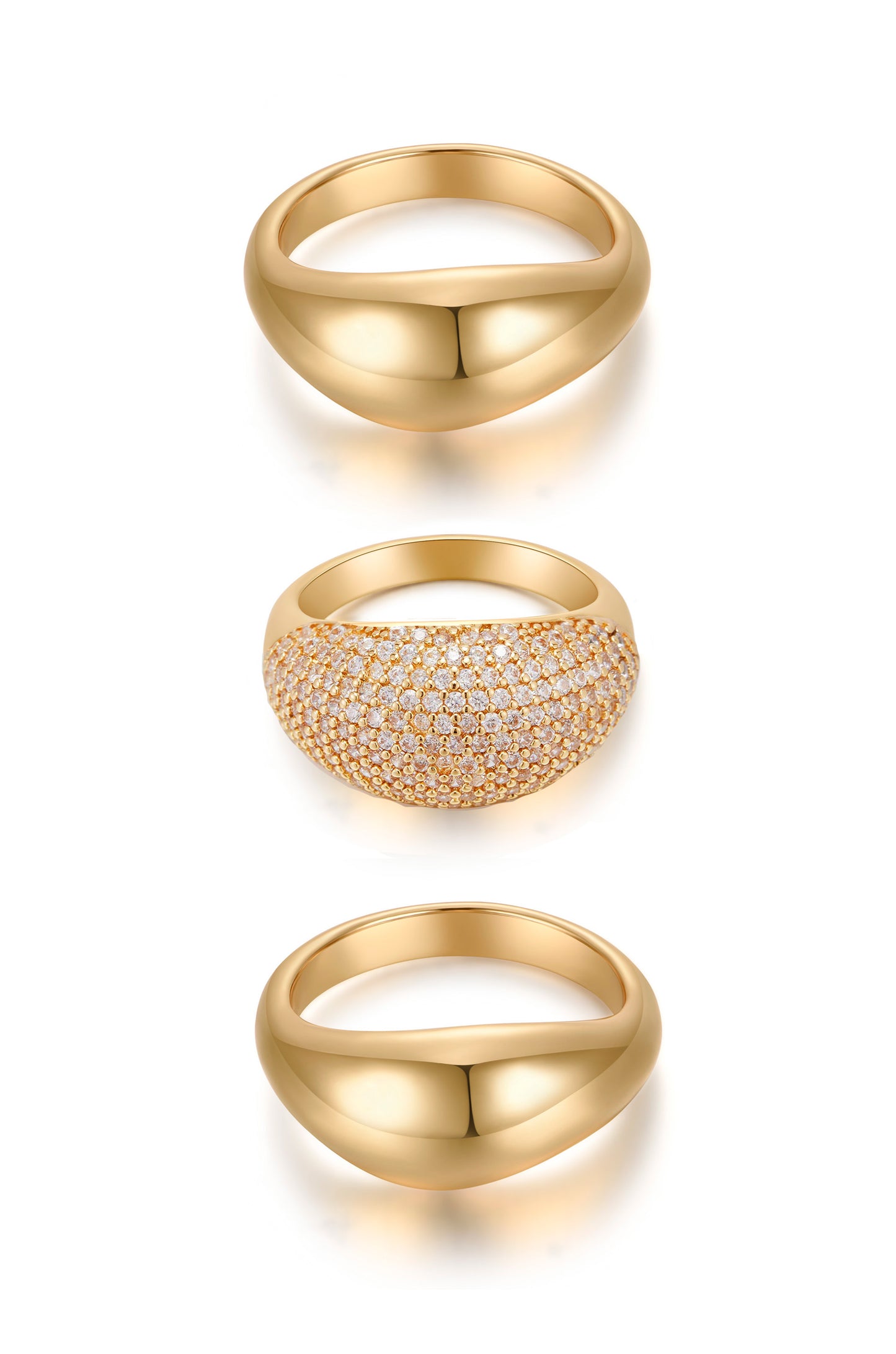 Timeless Glamour 18k Gold Plated Ring Set