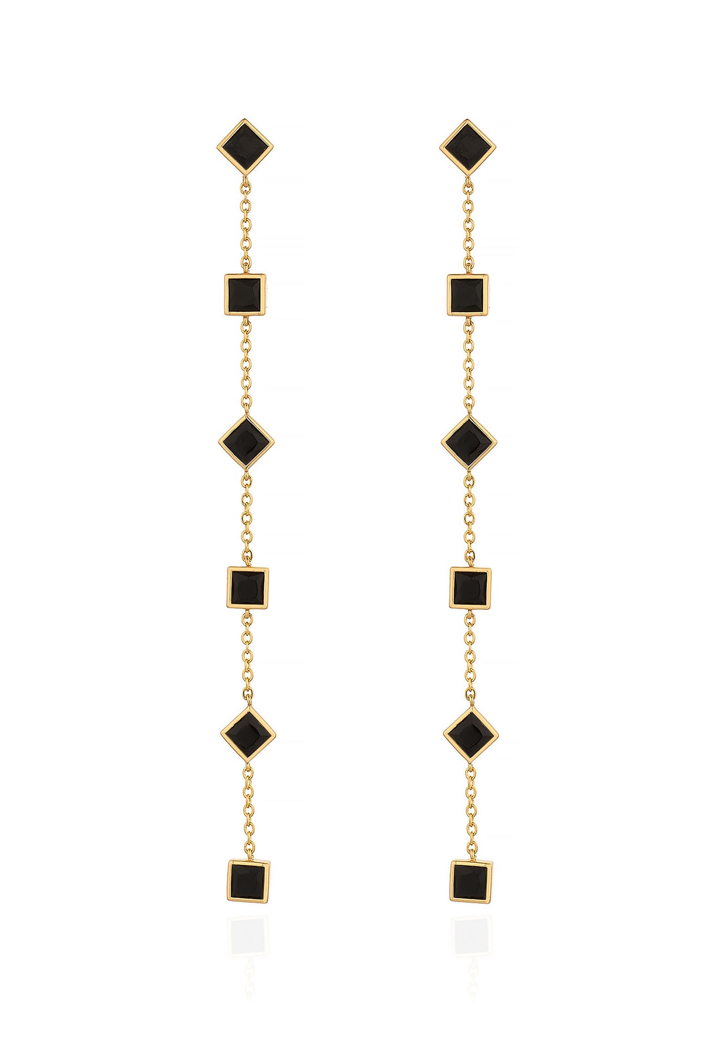 Geometric Linear 18k Gold Plated Earrings in black