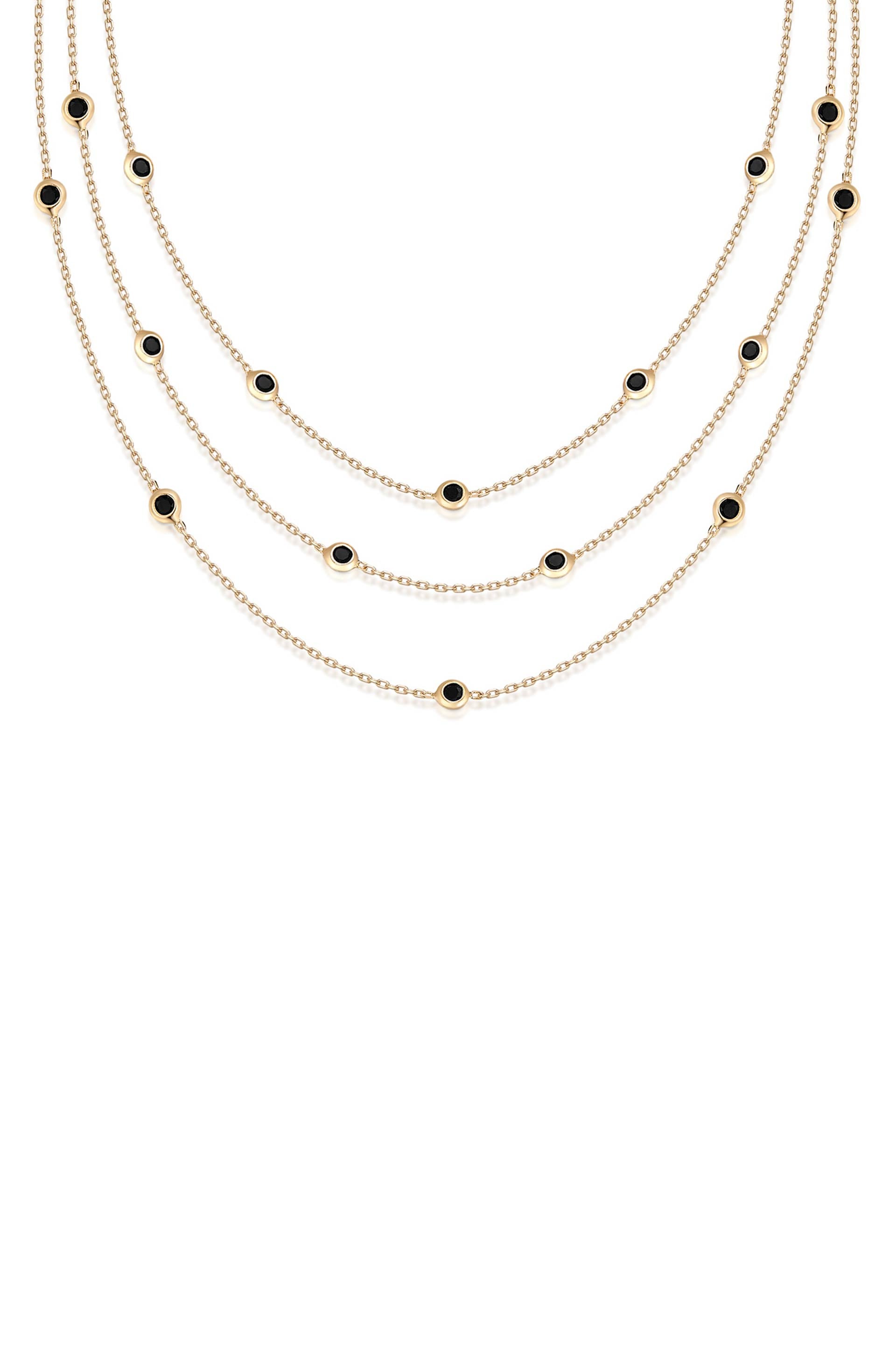 Perfect Crystal Dotted Layered Necklace closed up