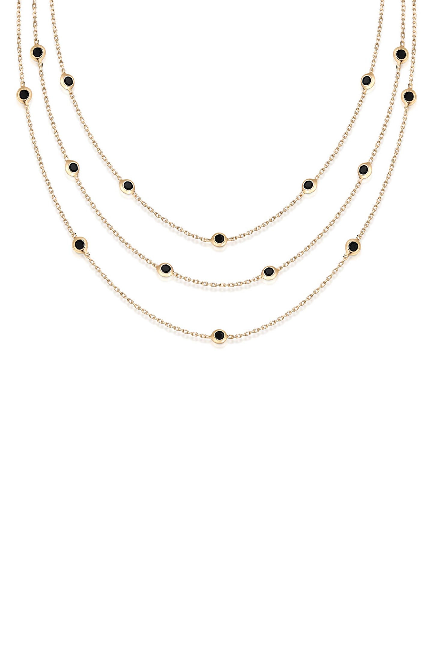 Perfect Crystal Dotted Layered Necklace closed up