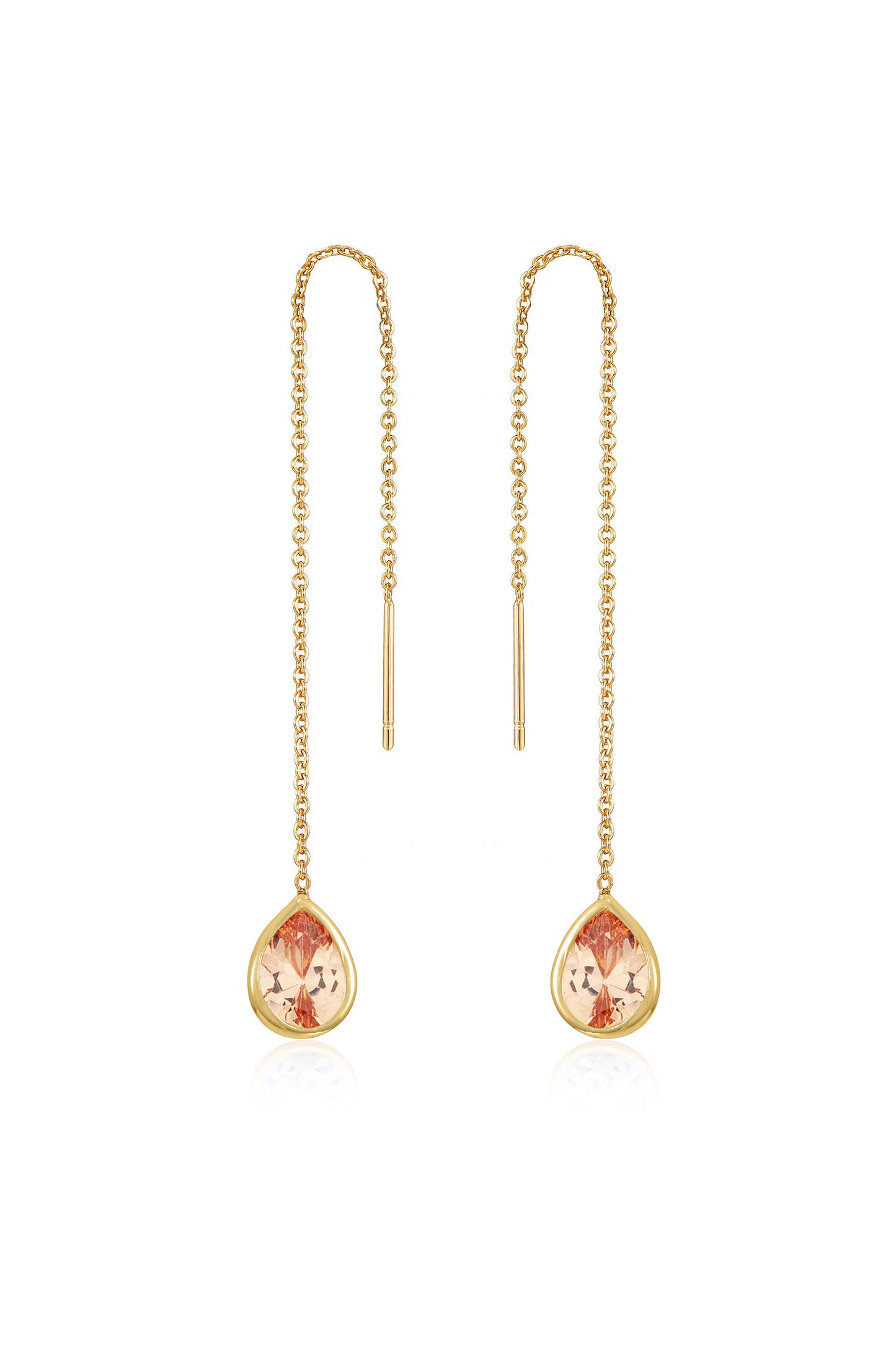 Barely There Chain and Crystal Dangle Earrings Light Topaz Crystal with 18k Gold Plating