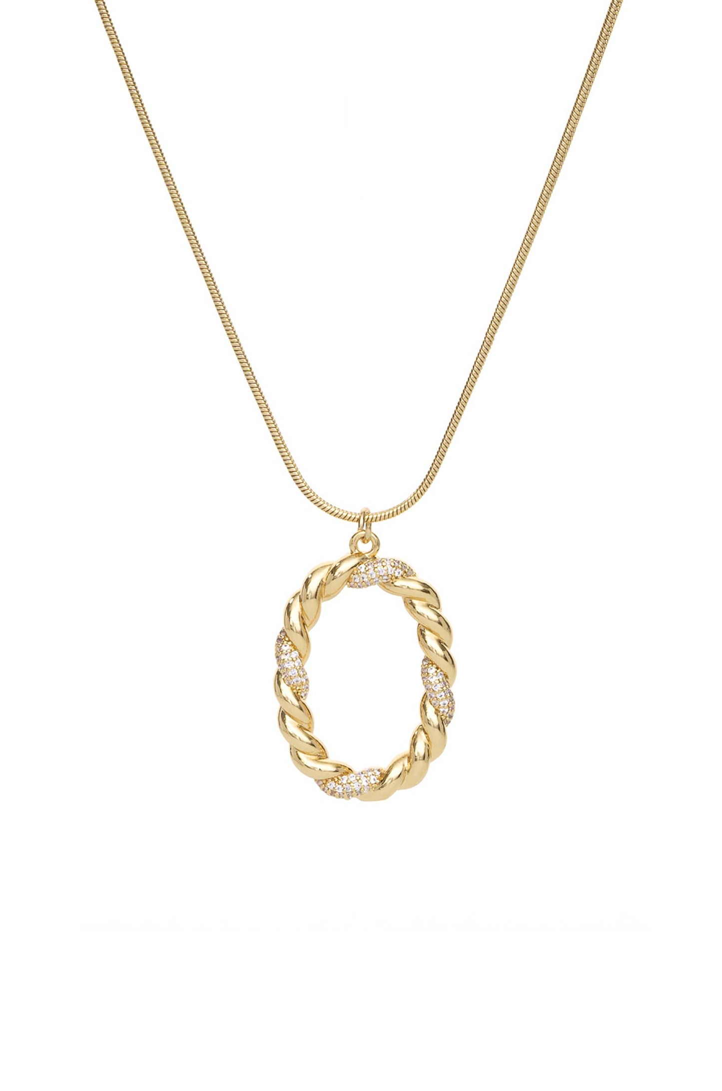 Twisted Crystal Initial 18k Gold Plated Necklace letter O