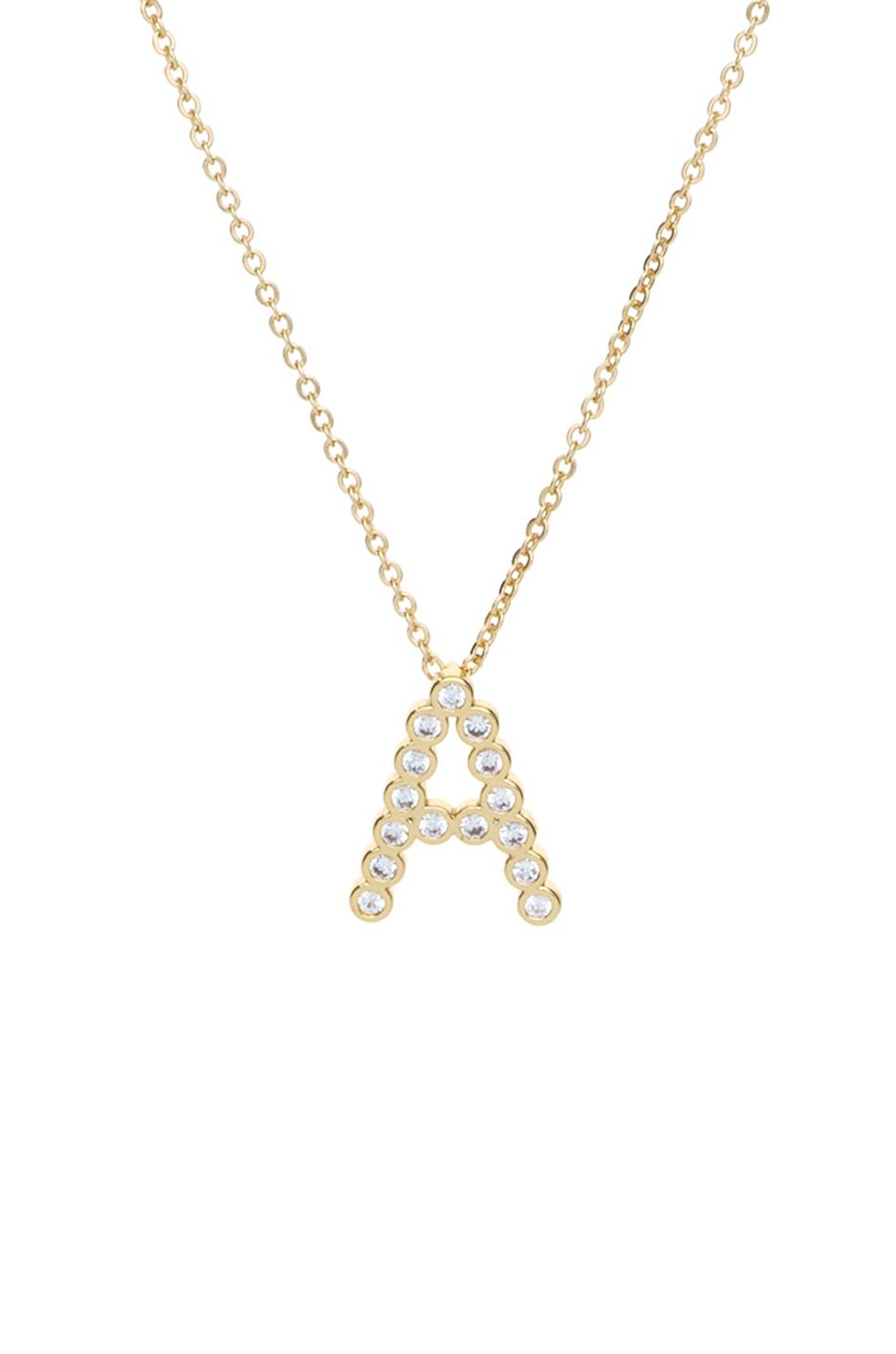 Simple Crystal Initial Necklace letter A