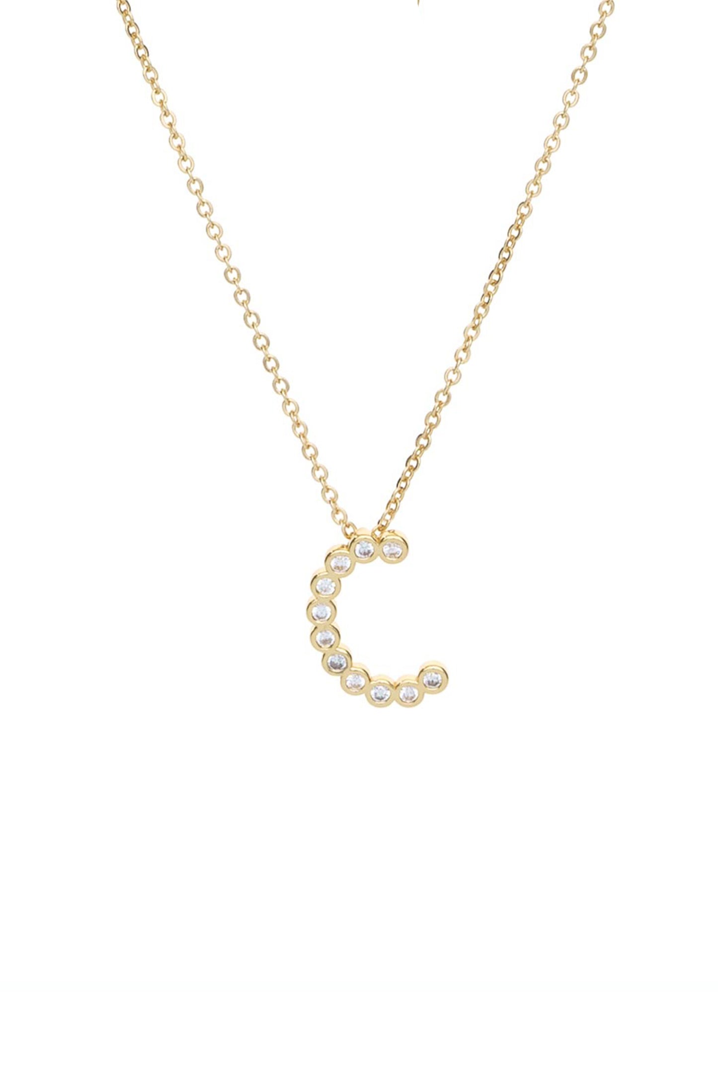 Simple Crystal Initial Necklace letter C