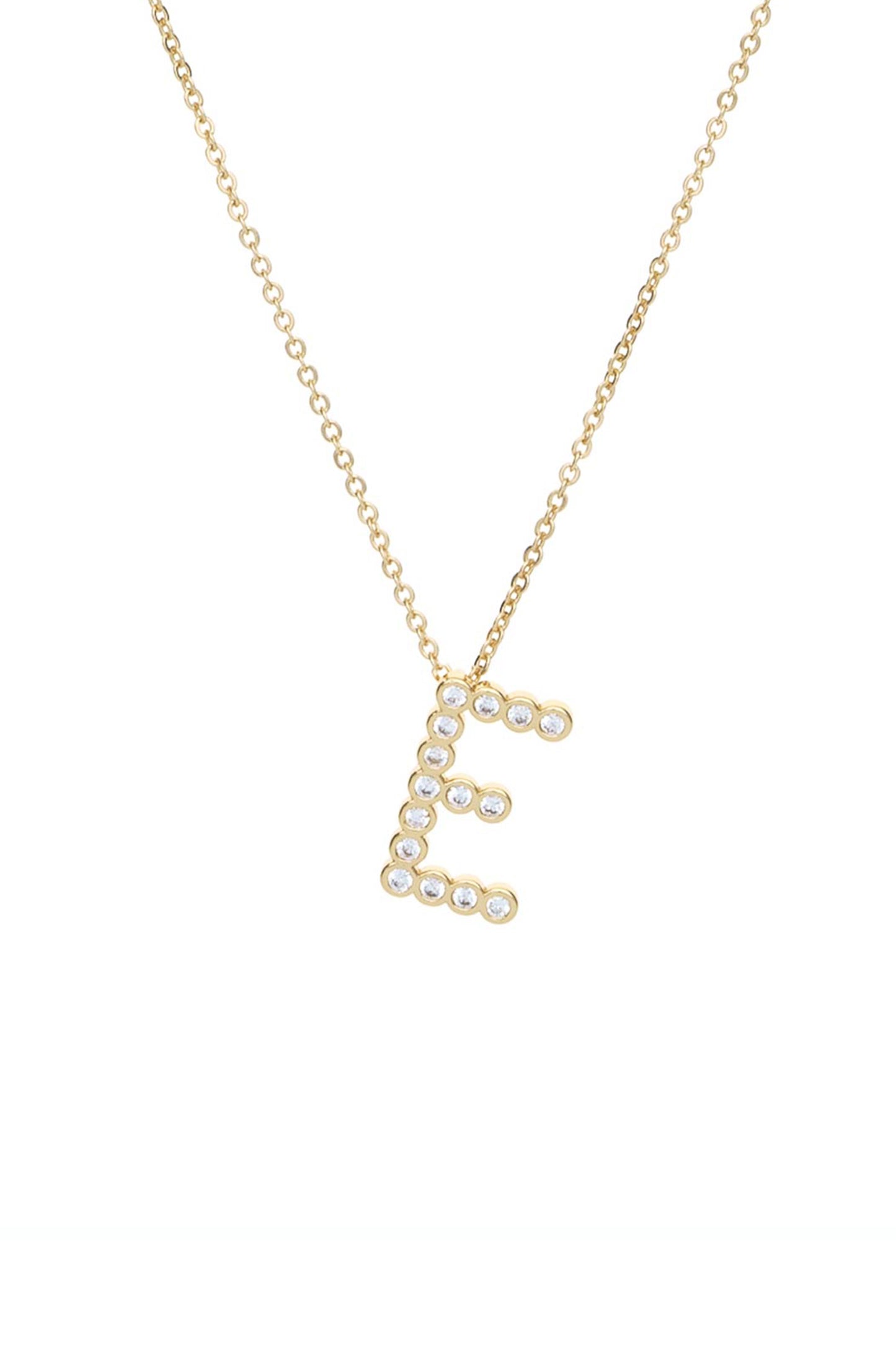 Simple Crystal Initial Necklace letter E