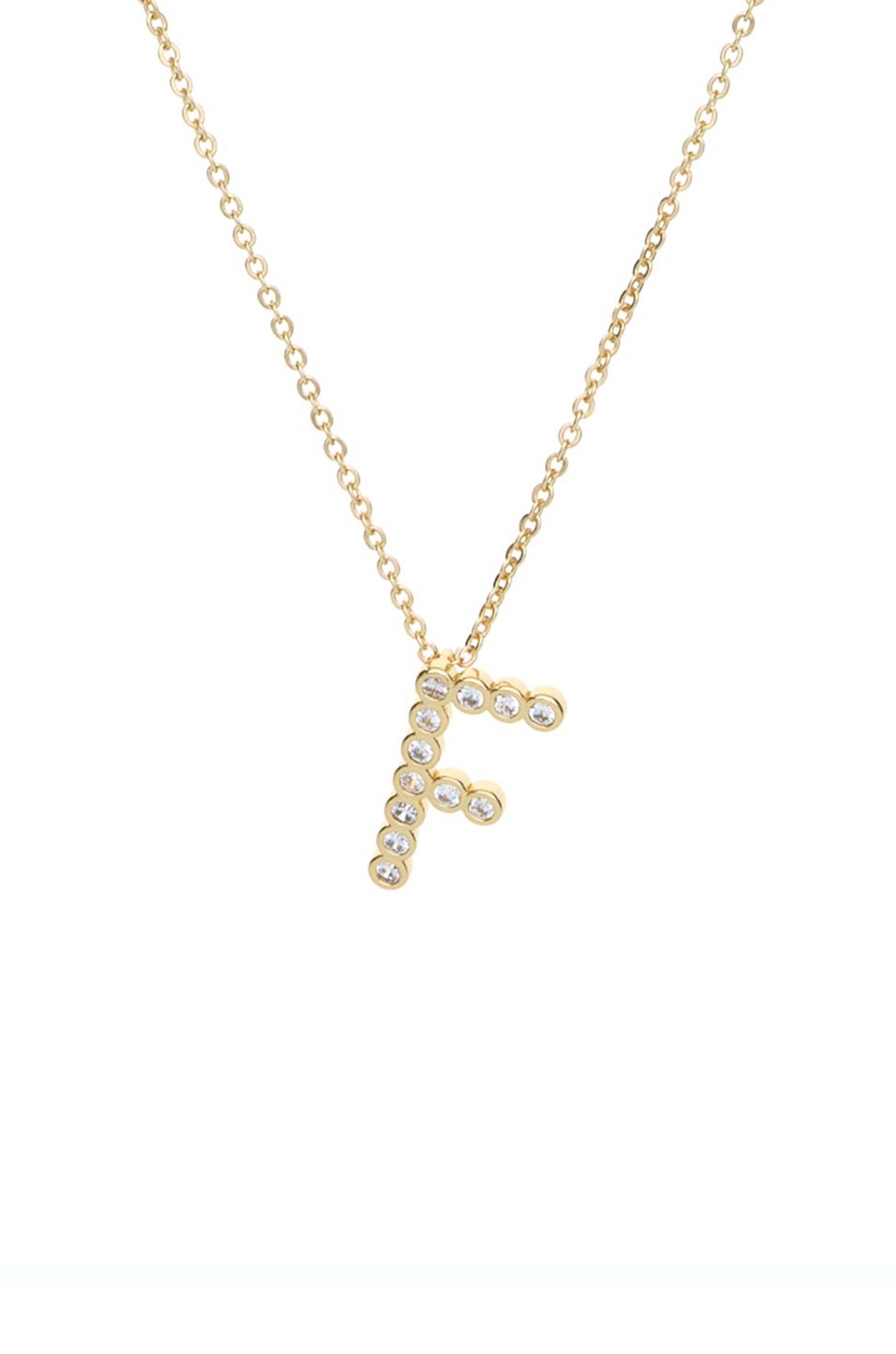 Simple Crystal Initial Necklace letter F