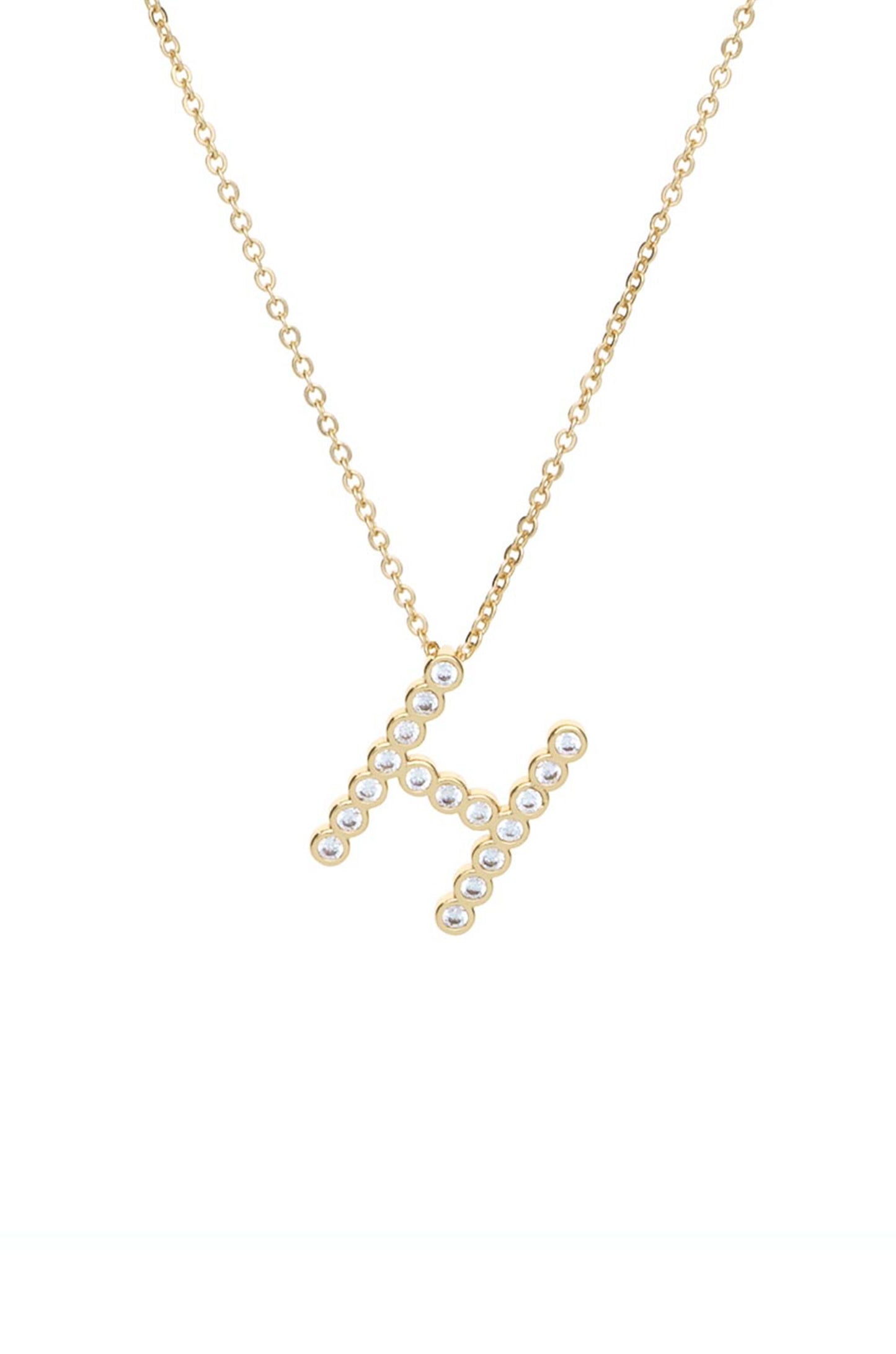 Simple Crystal Initial Necklace letter H