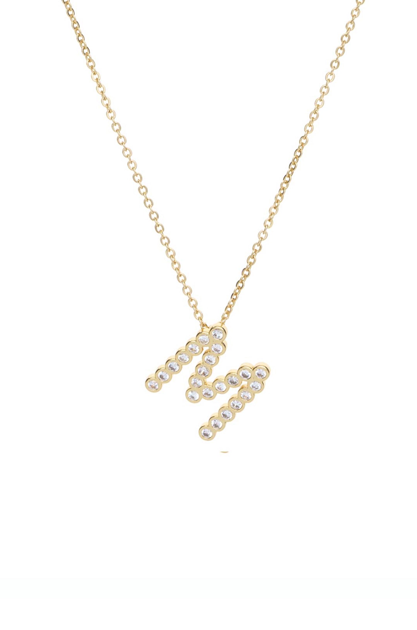 Simple Crystal Initial Necklace letter M