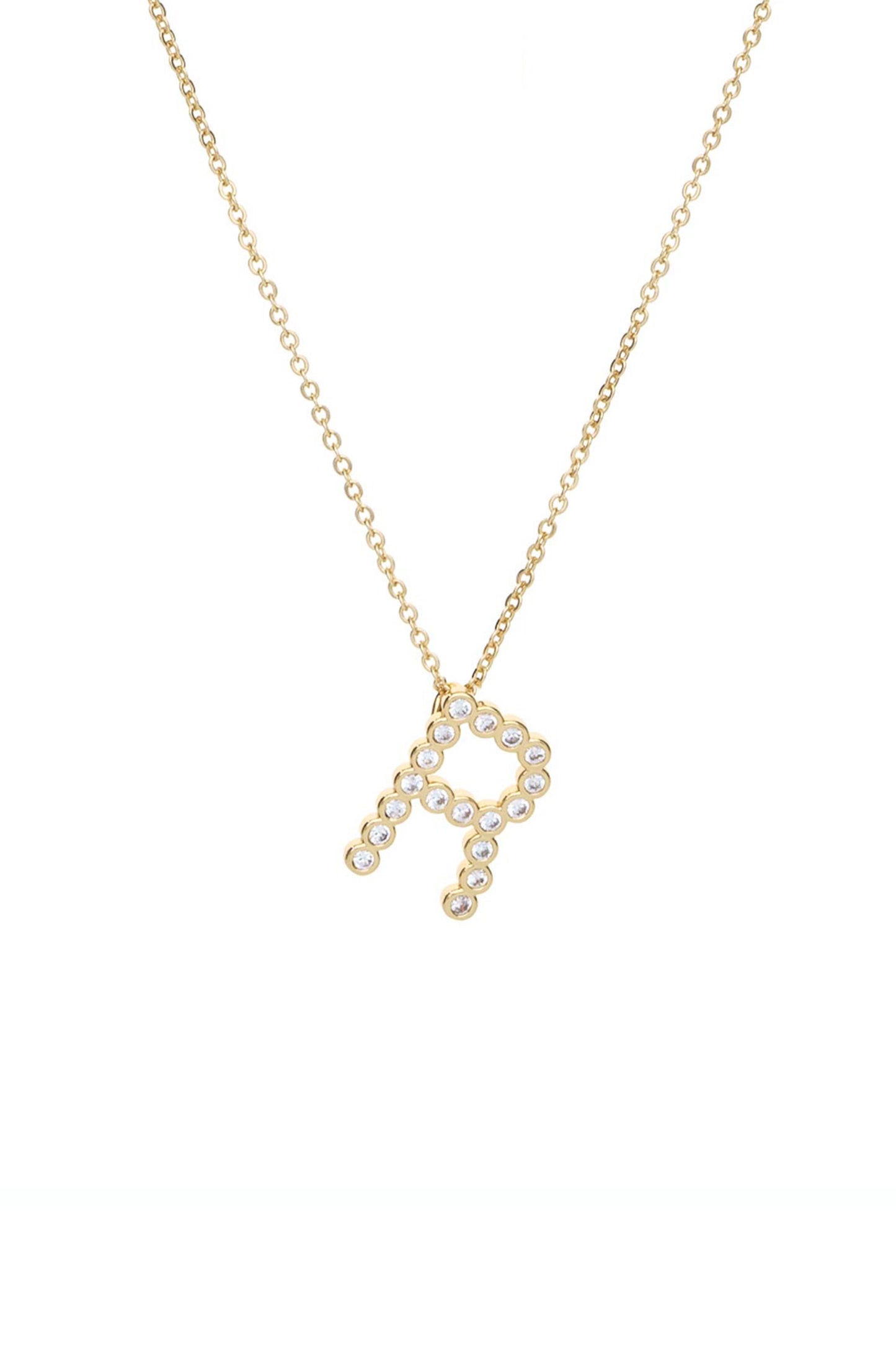 Simple Crystal Initial Necklace letter R