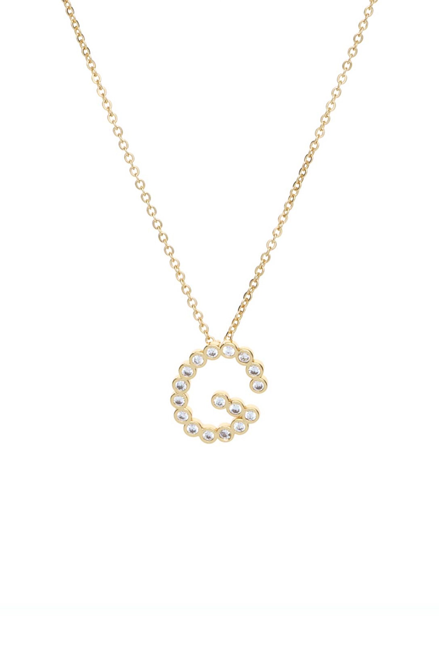 Simple Crystal Initial Necklace letter G
