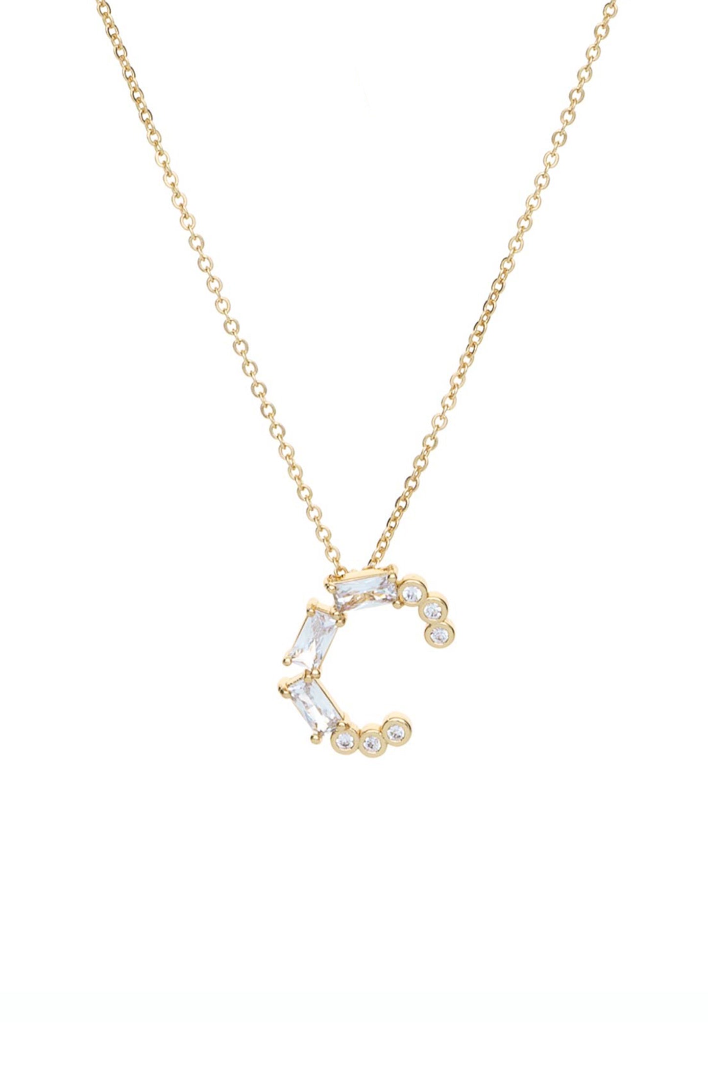 Mixed Crystal Initial Necklace letter C