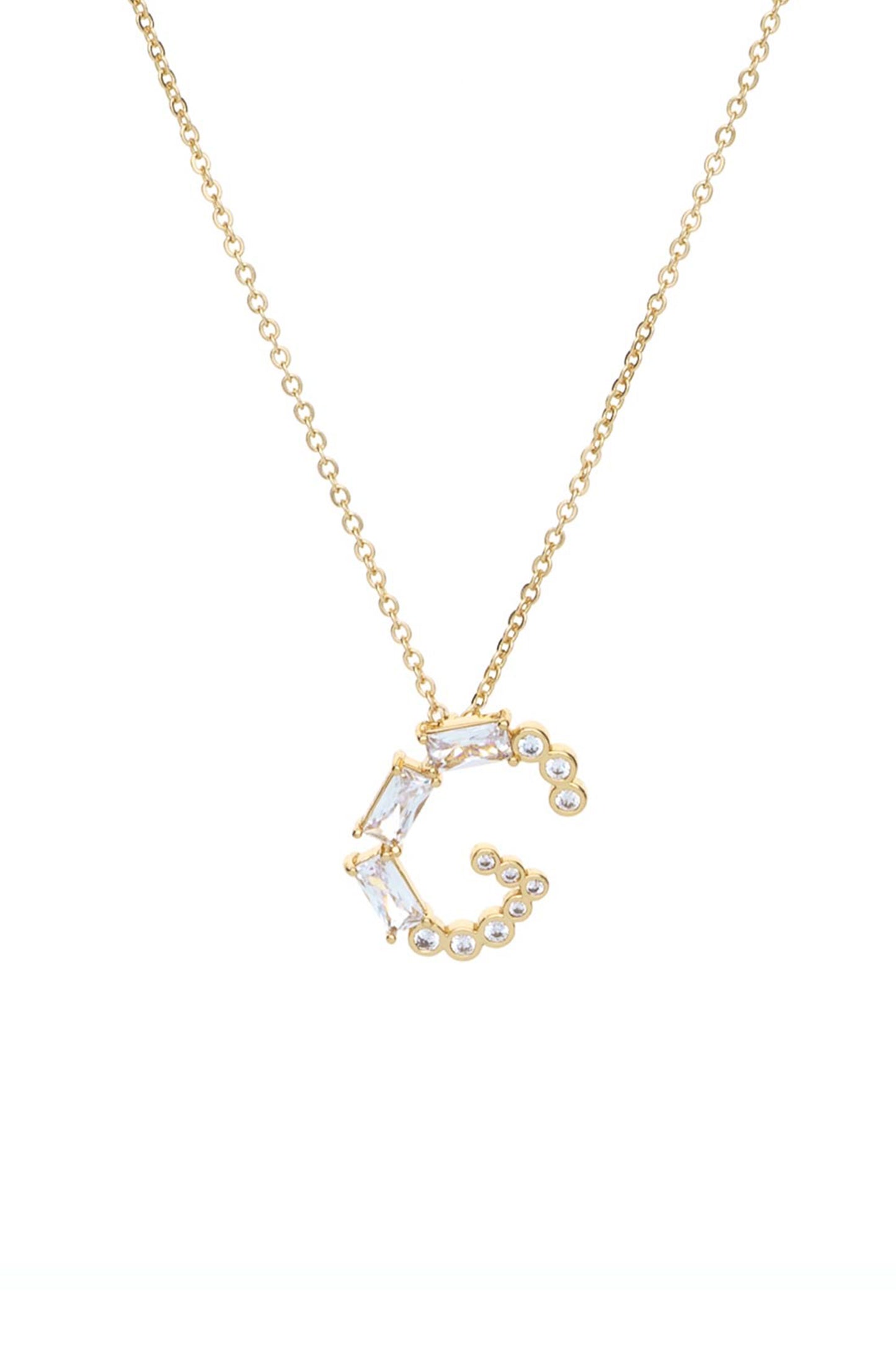 Mixed Crystal Initial Necklace letter G