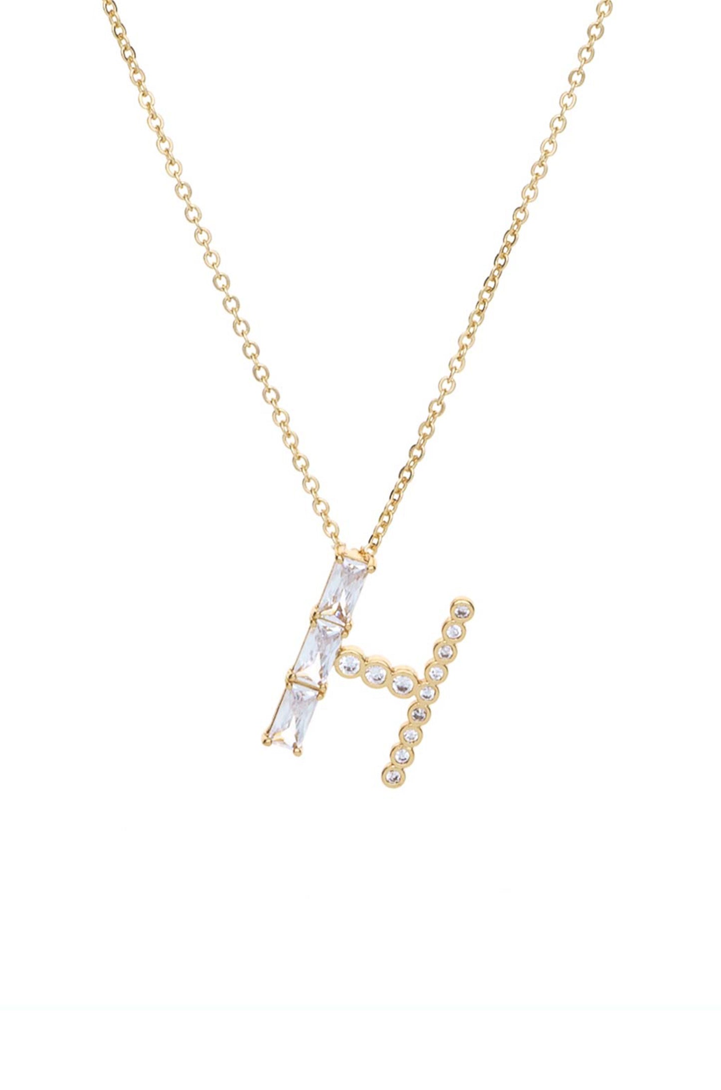 Mixed Crystal Initial Necklace letter H